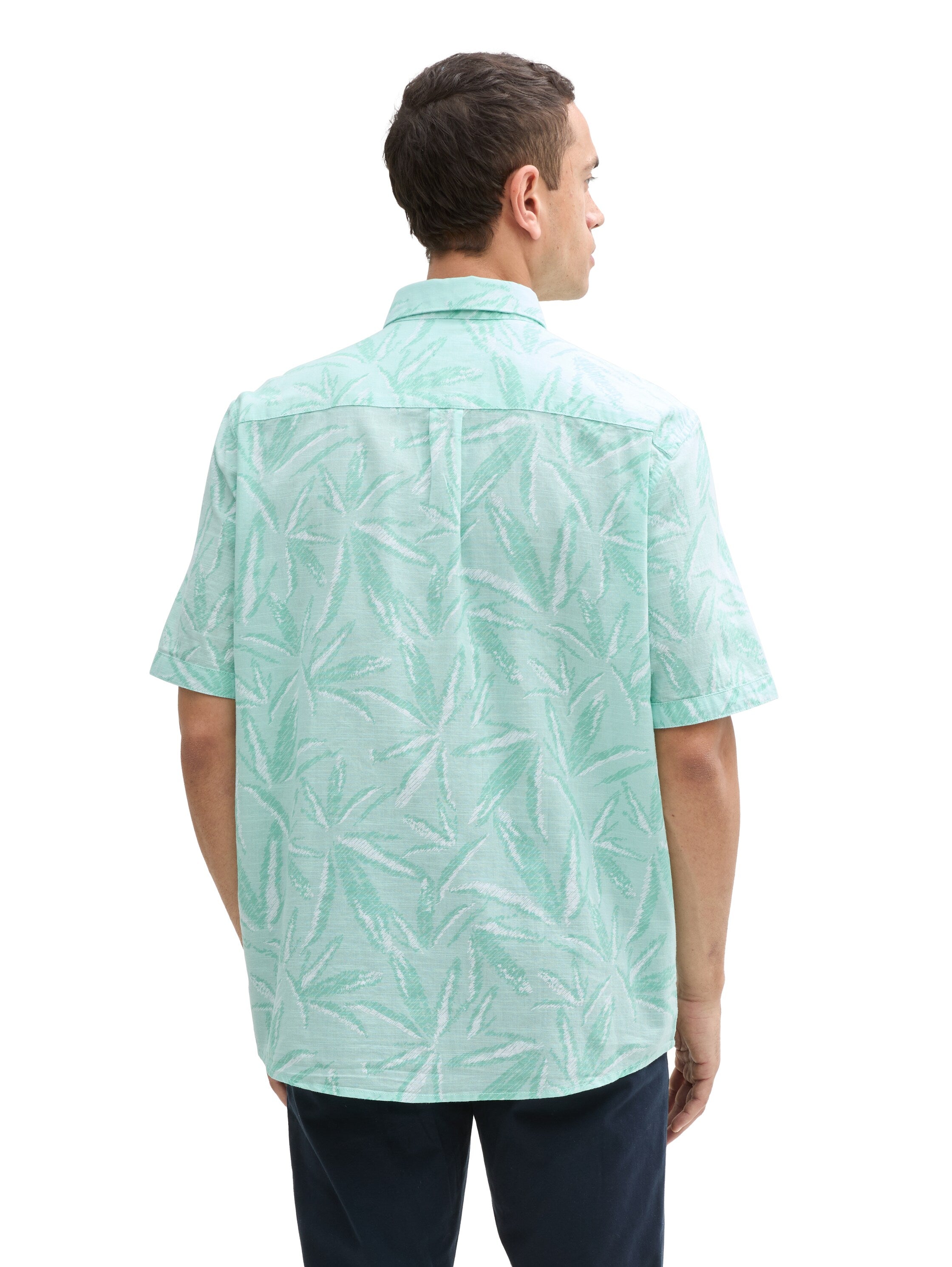 Tom Tailor Comfort Fit Mint Shirt With Palm Tree Print