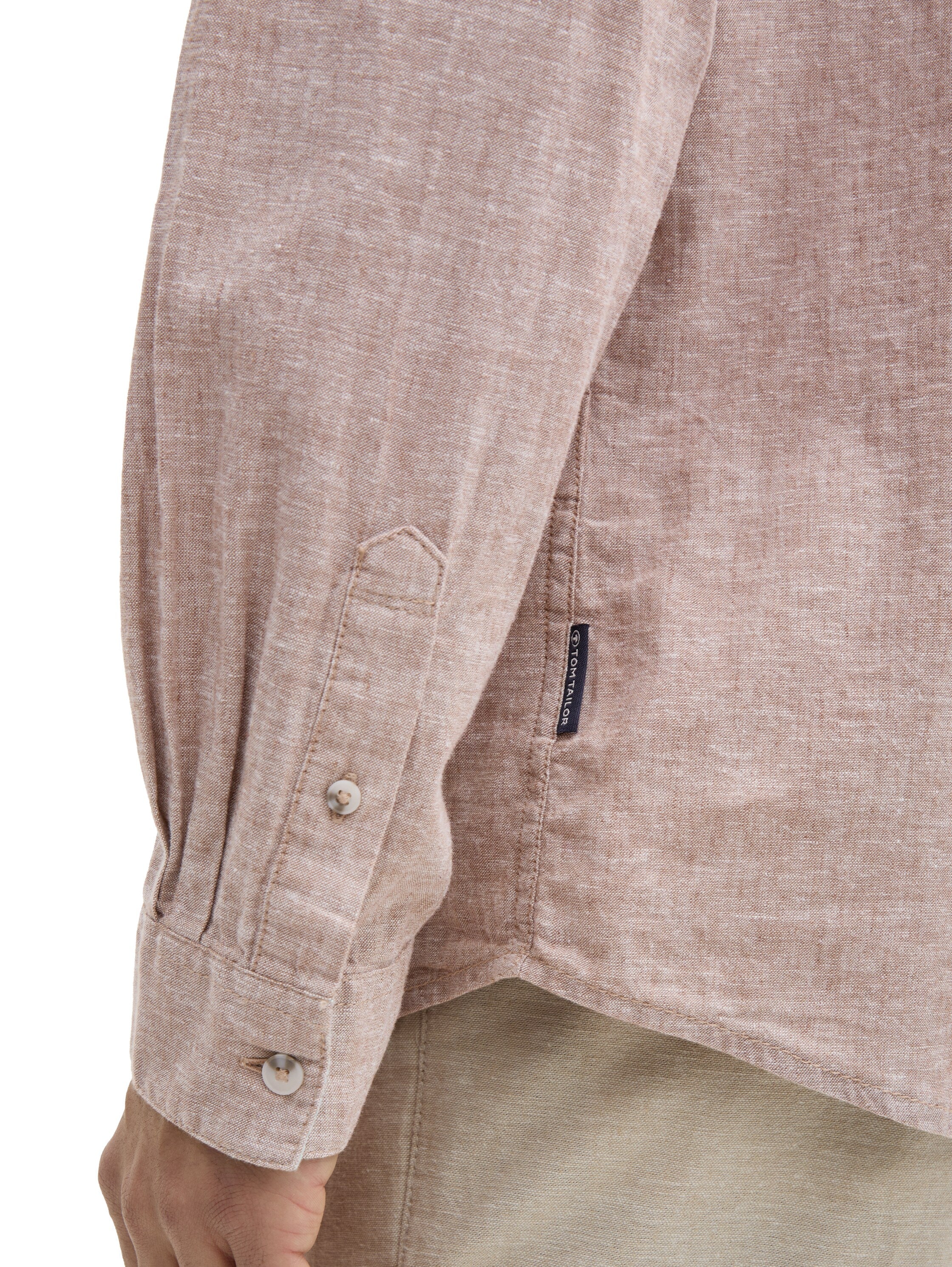 Tom Tailor Long Sleeved Beige Shirt With Linen Content