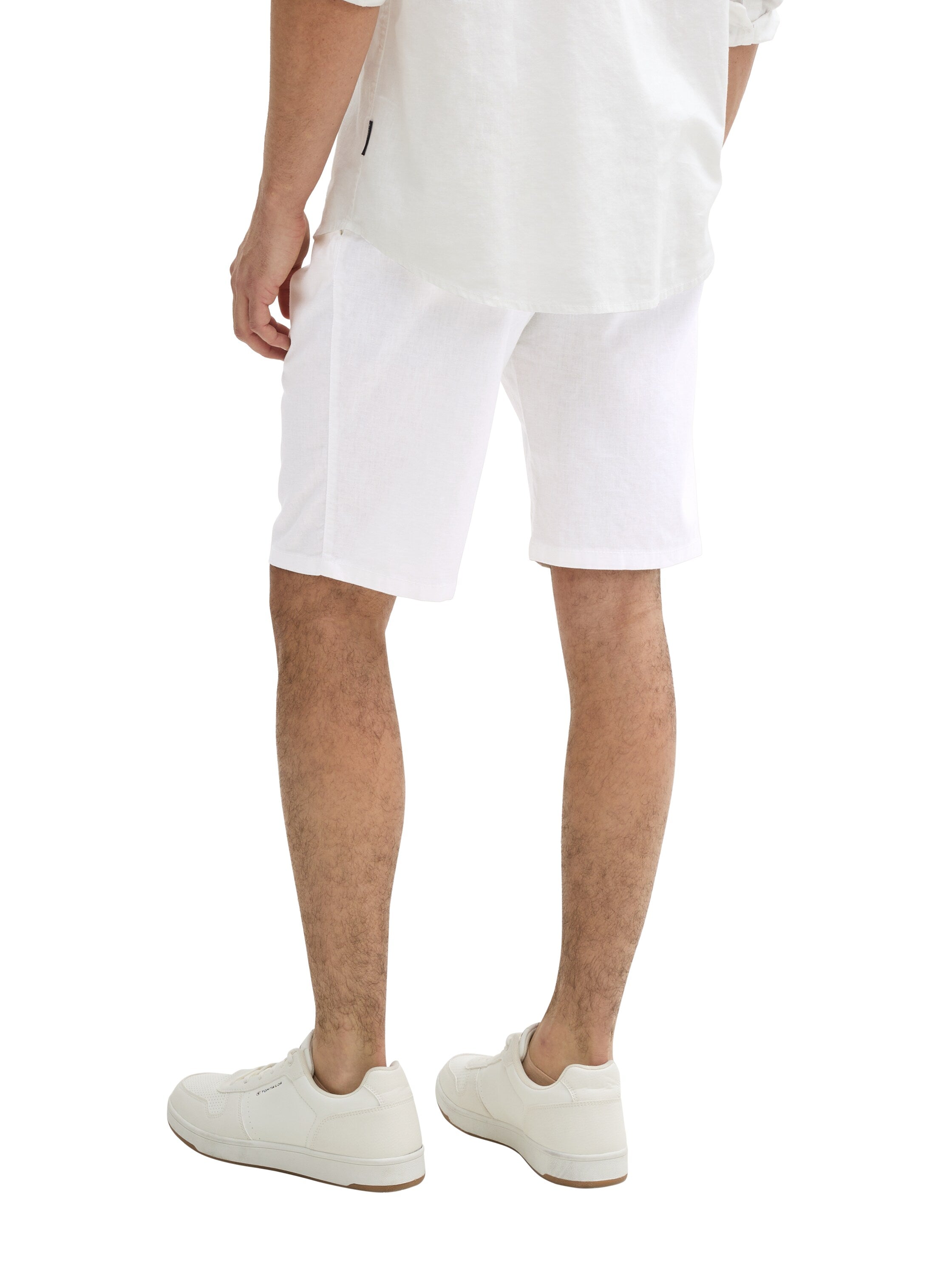 Tom Tailor White Slim Chino Short With Linen Content