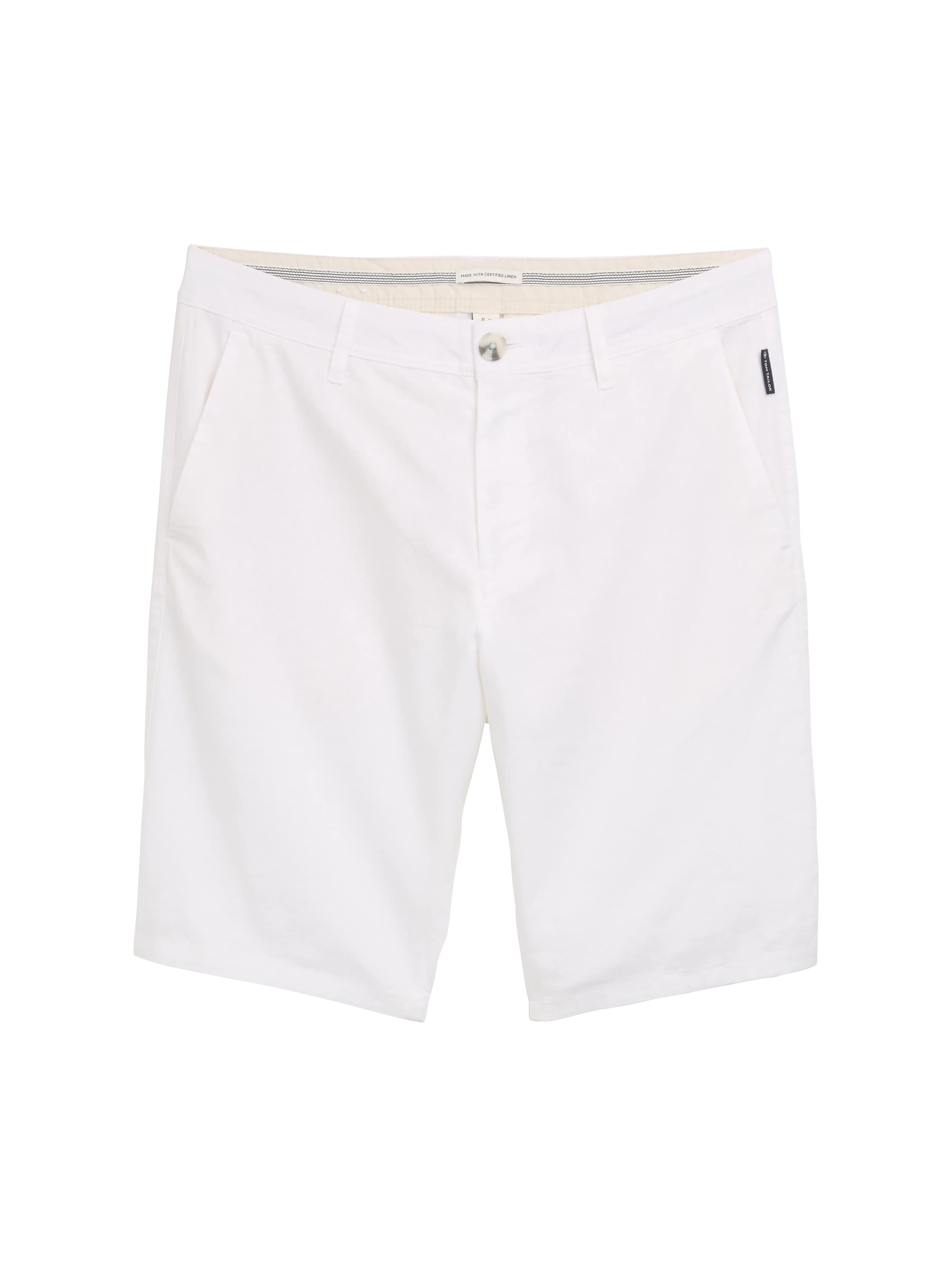 Tom Tailor White Slim Chino Short With Linen Content