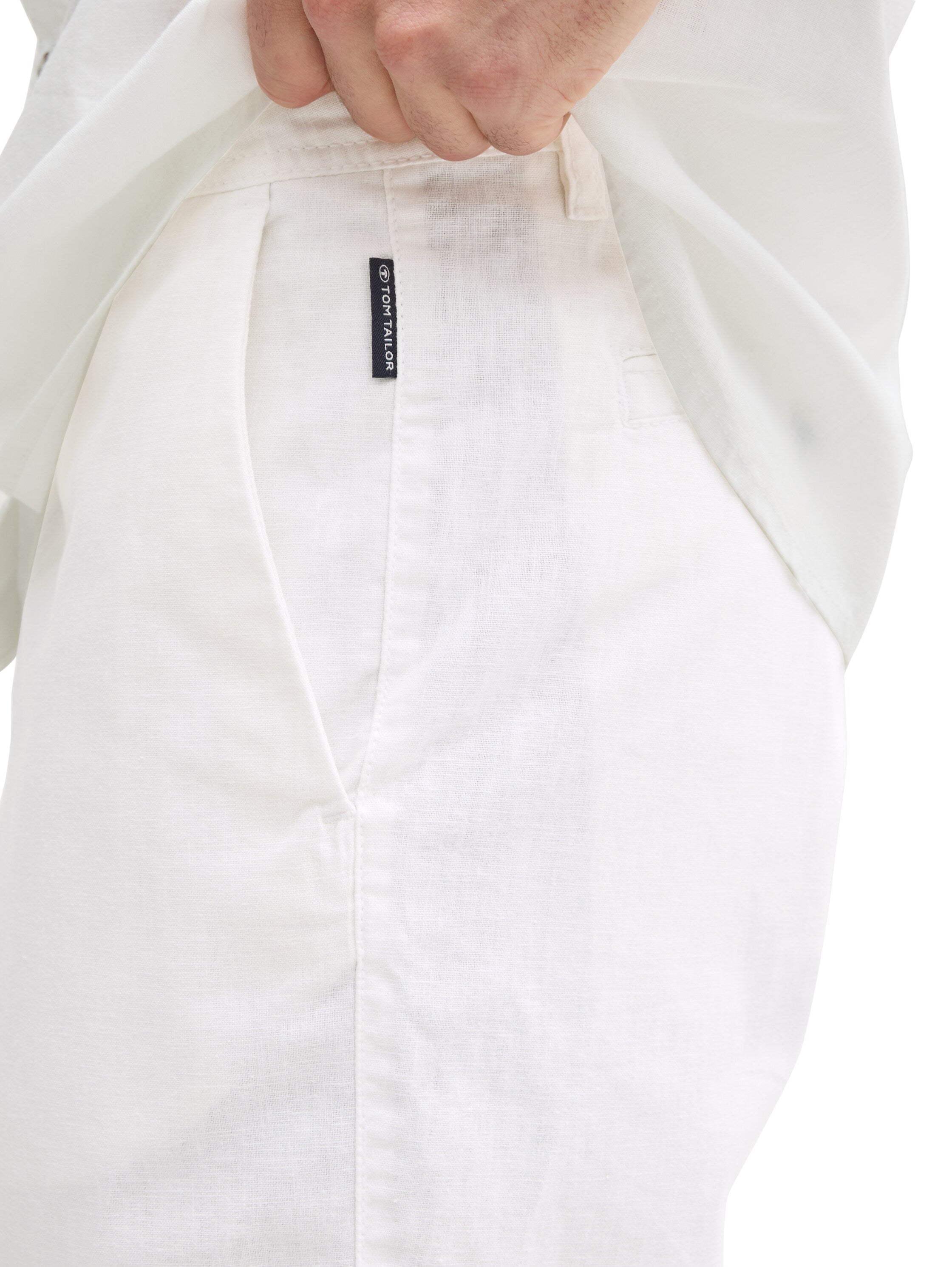 Tom Tailor White Slim Chino Short With Linen Content