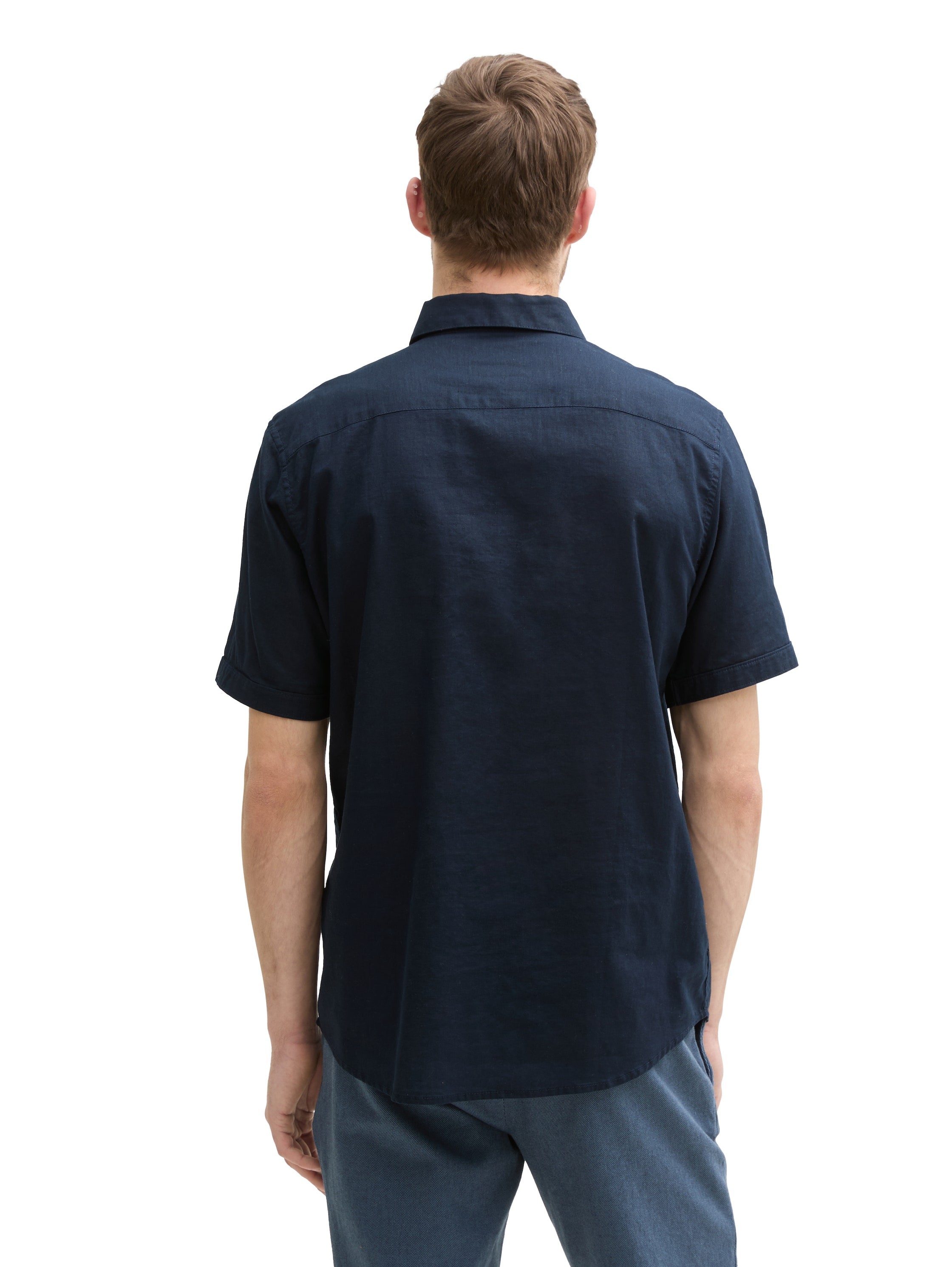 Tom Tailor Regular Fit Sky Captain Blue Shirt With Linen Content