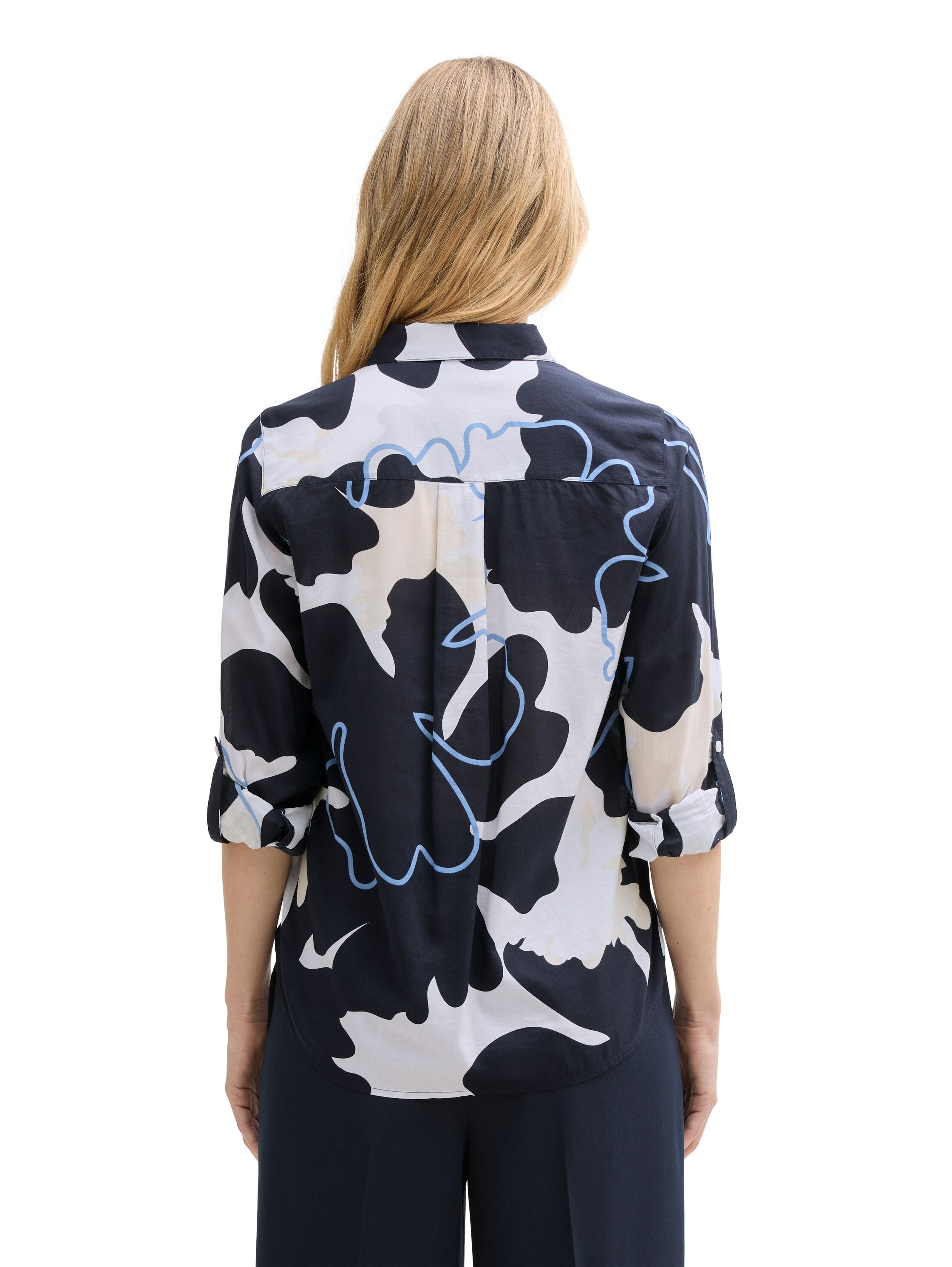 Tom Tailor Navy Shirt With Floral Shapes Design