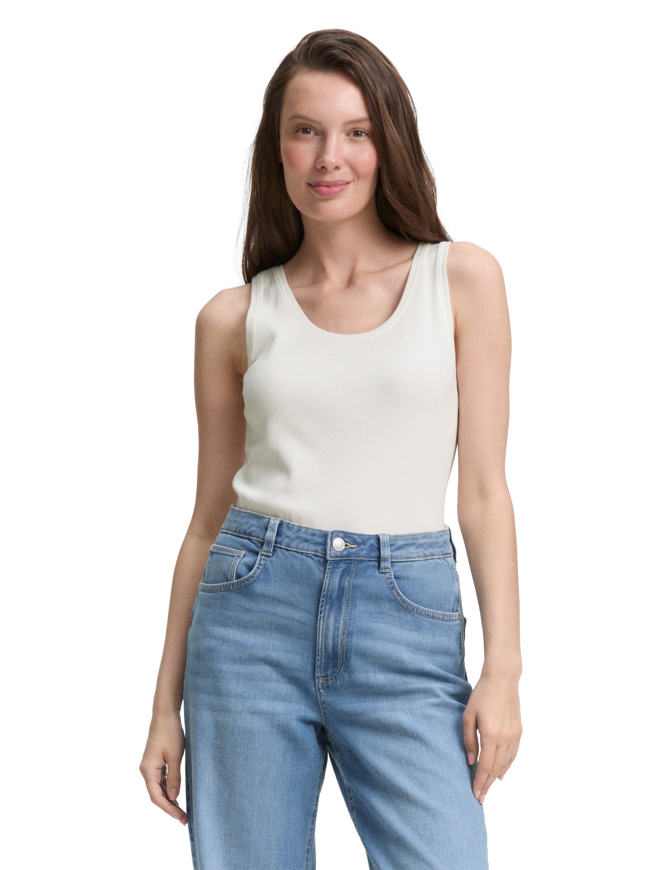 Tom Tailor Crew Neck White Basic T-shirt