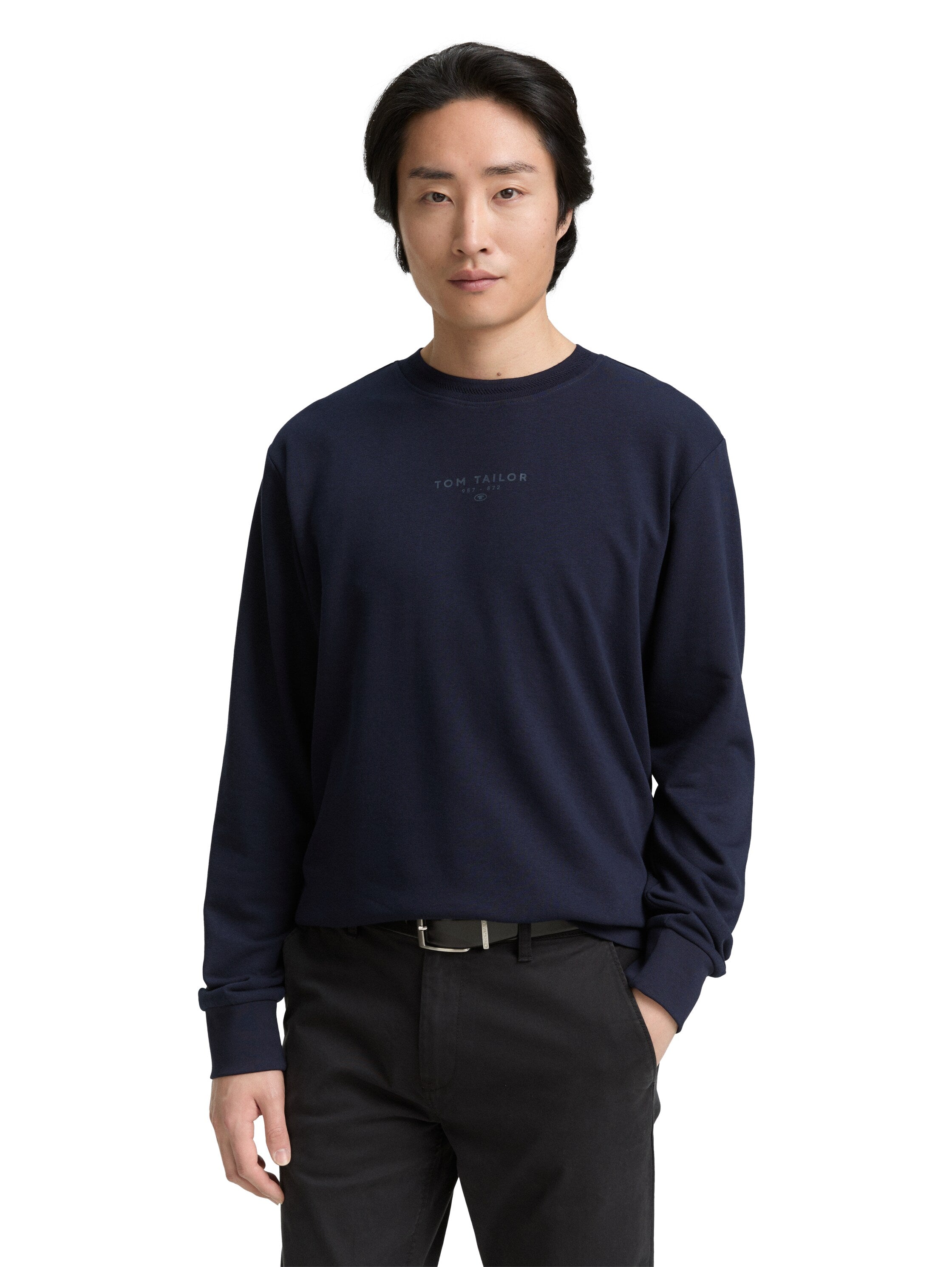 Tom Tailor Cotton Navy Round Neck Sweater