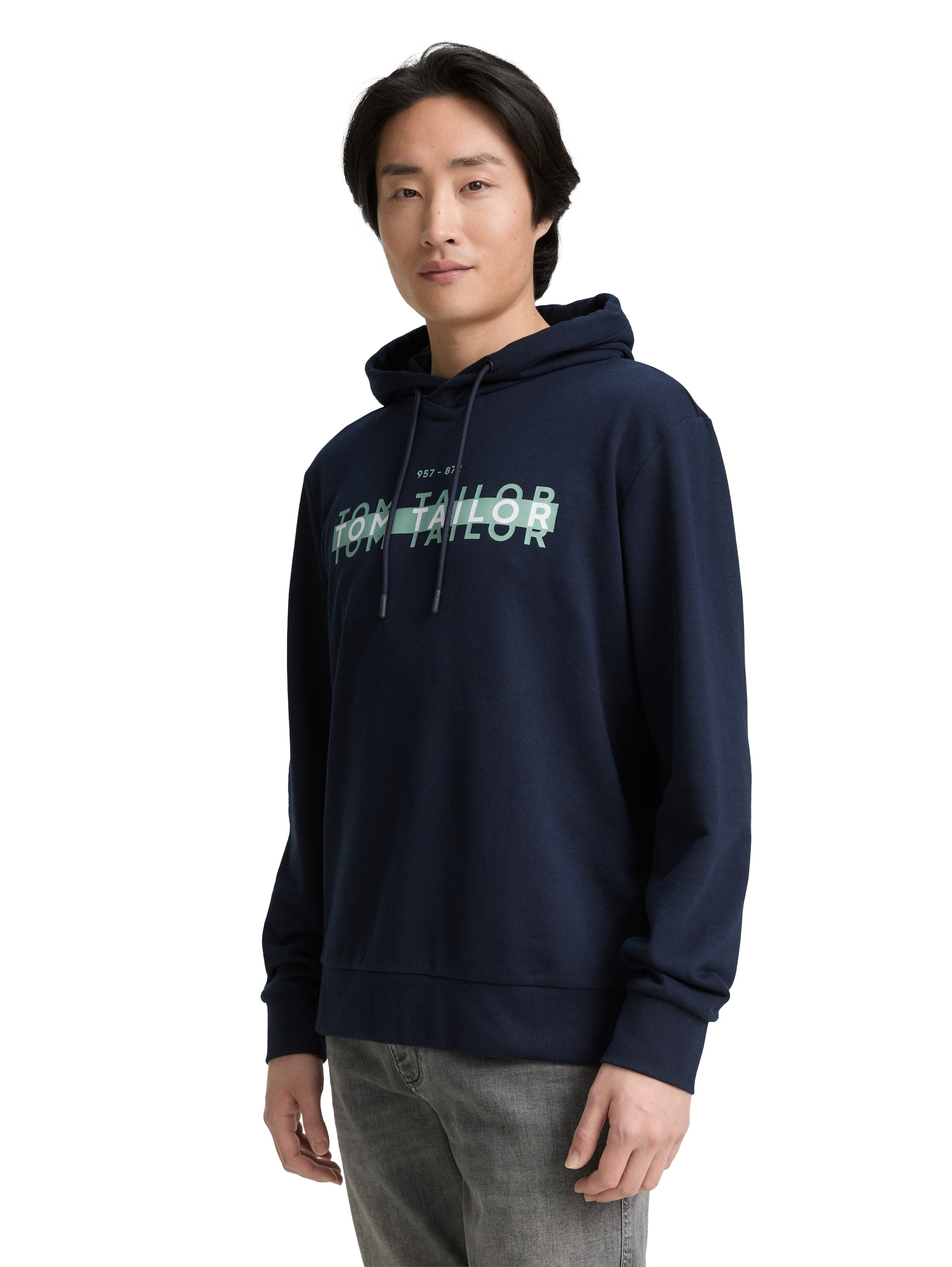 Tom Tailor Navy Hoodie With Front Logo