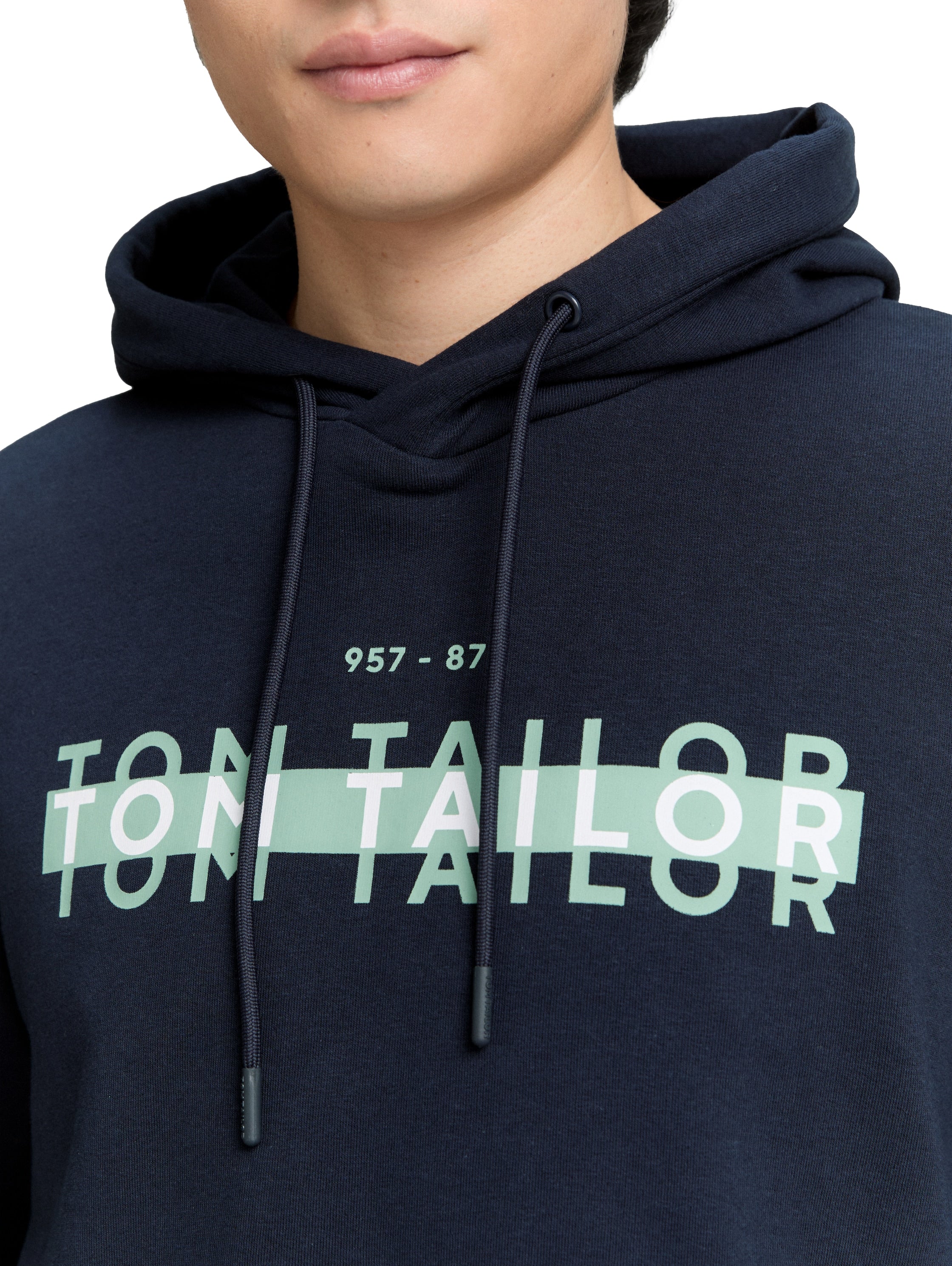 Tom Tailor Navy Hoodie With Front Logo
