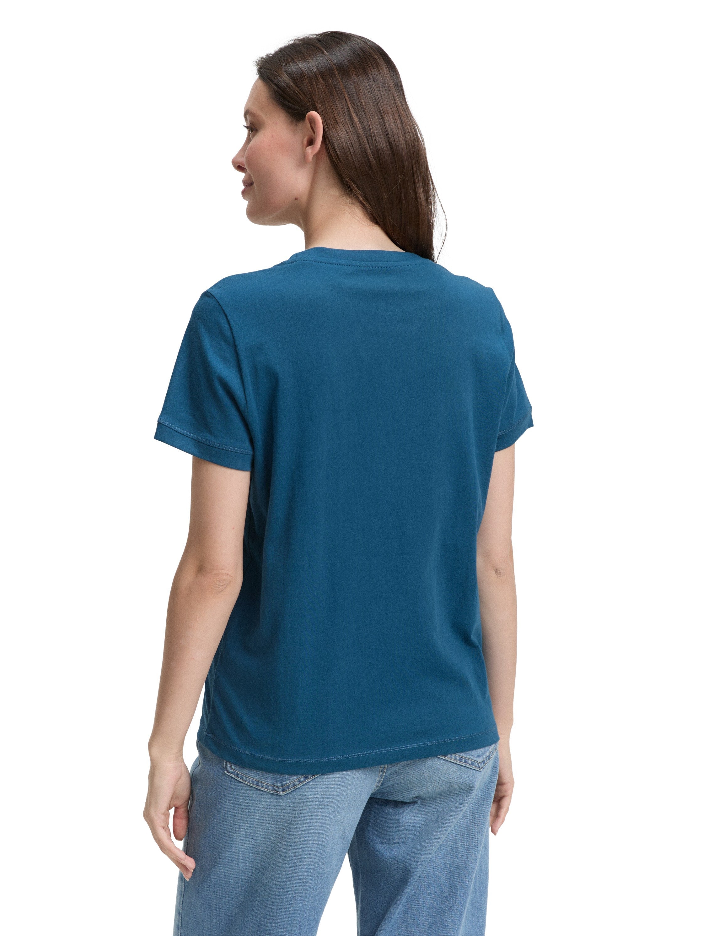 Tom Tailor Blue Petrol Crew Neck T-shirt With Logo