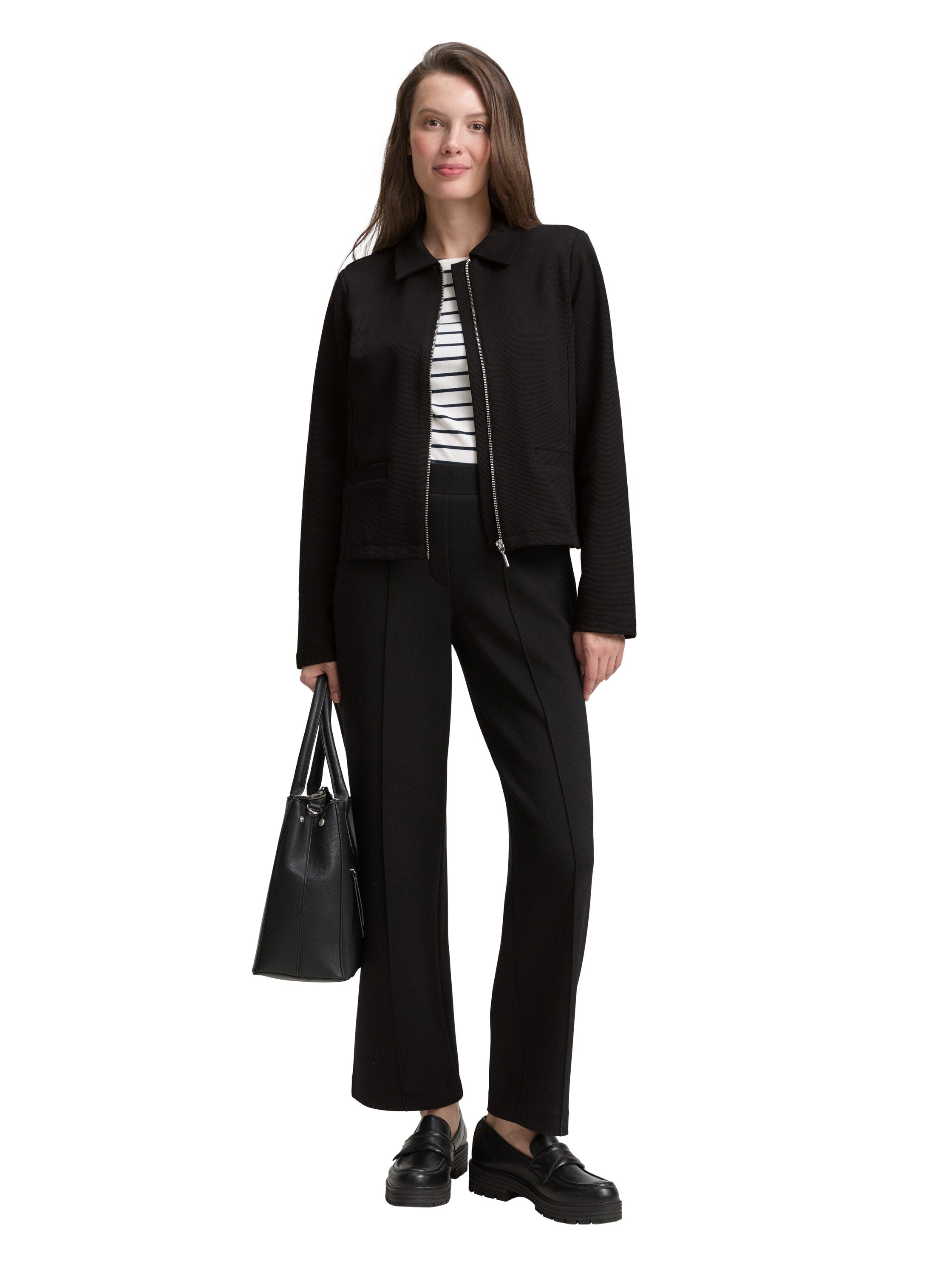 Tom Tailor Black Blazer With Zipper To Close