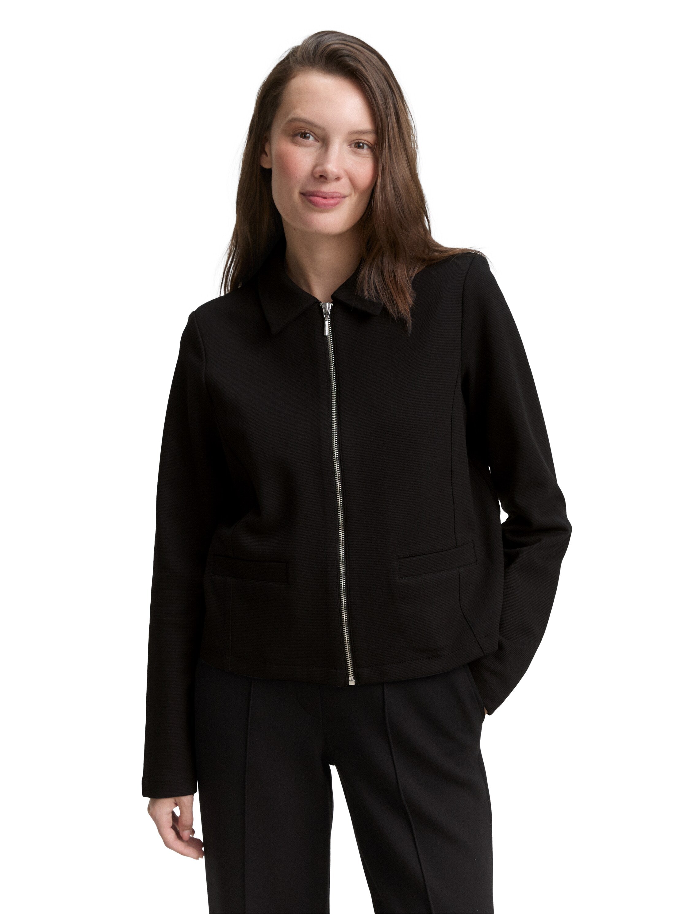 Tom Tailor Black Blazer With Zipper To Close