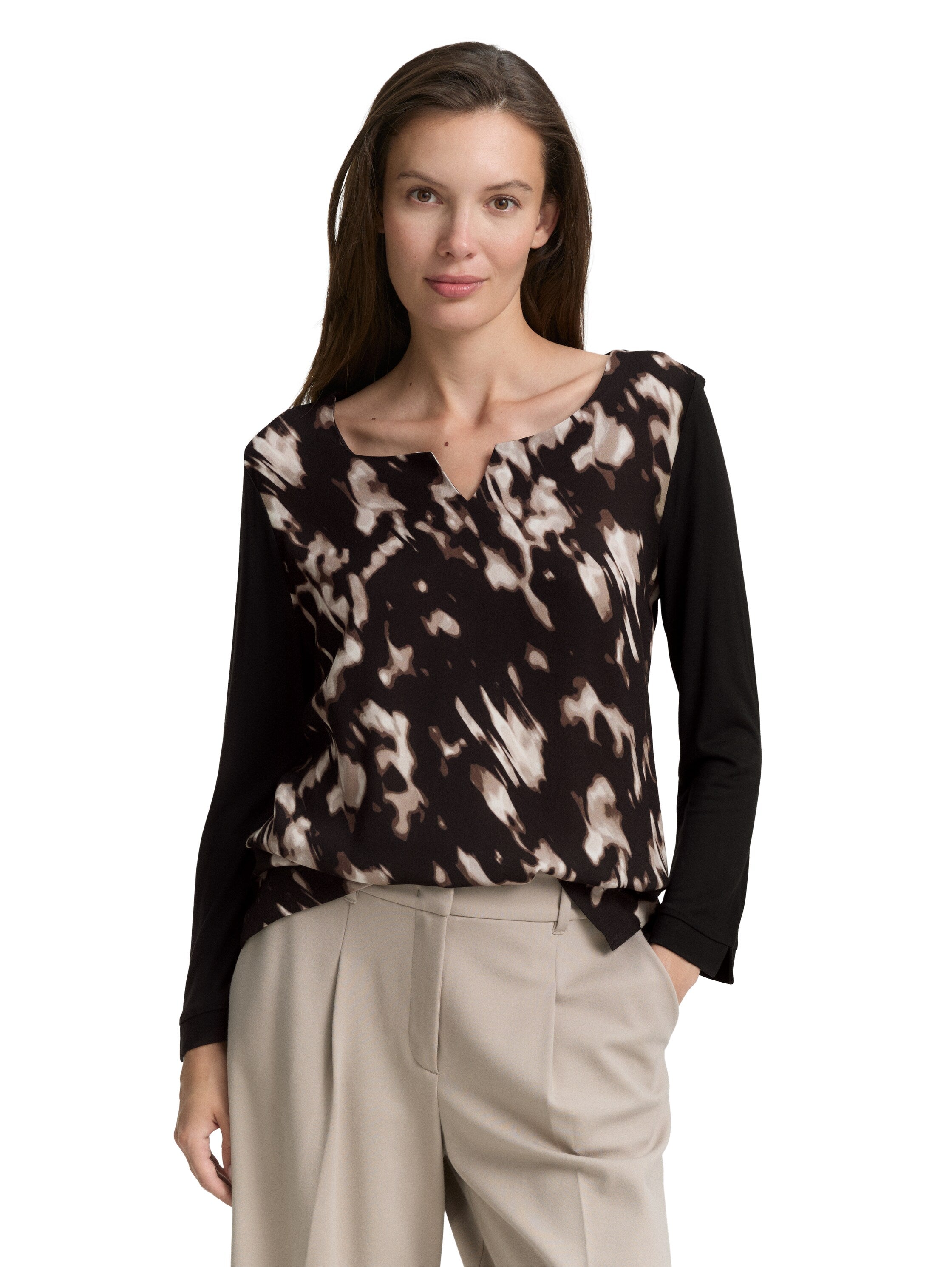 Tom Tailor Long Sleeved Top In Material Mix