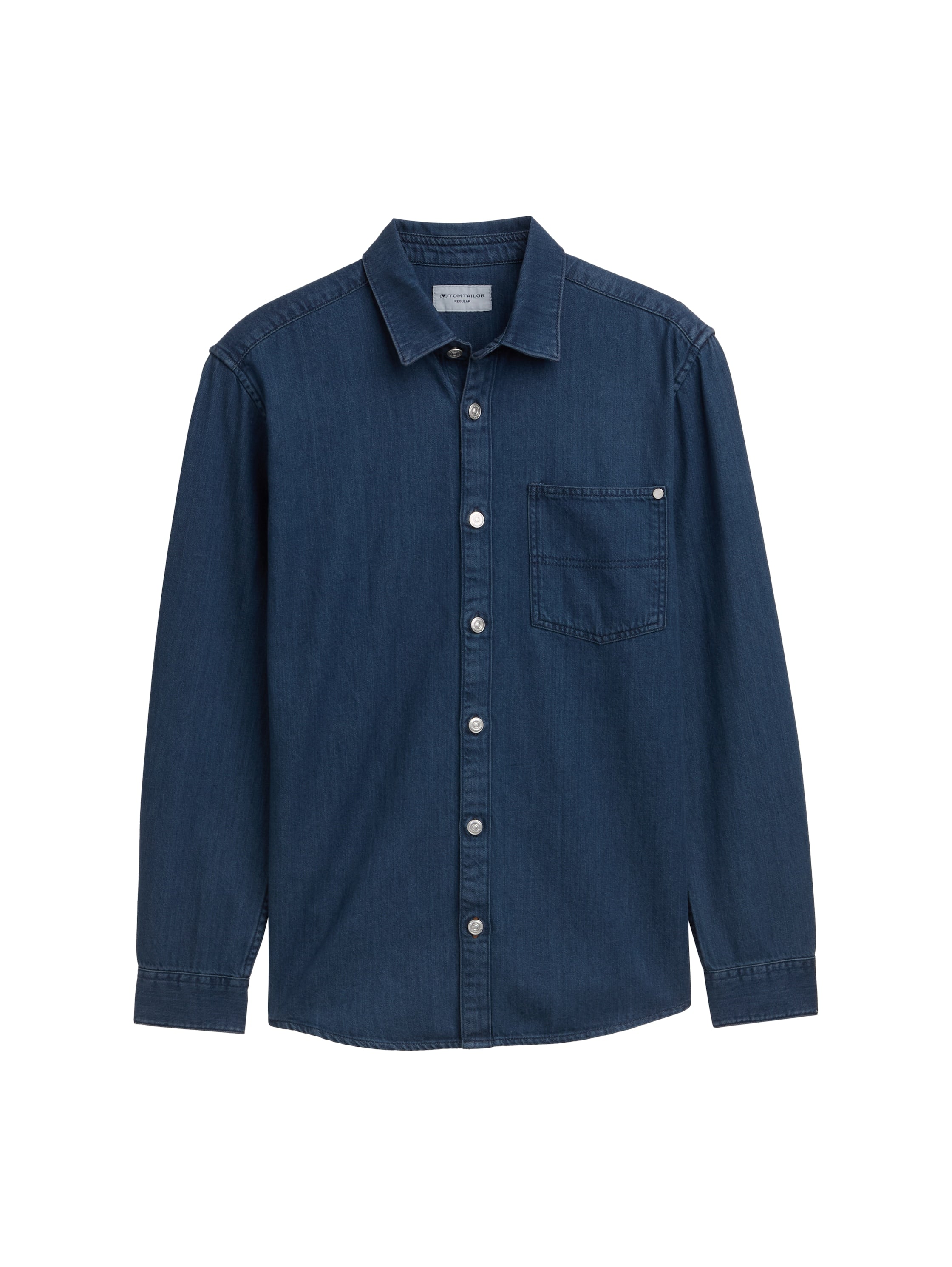 Tom Tailor Blue Denim Shirt With White Button