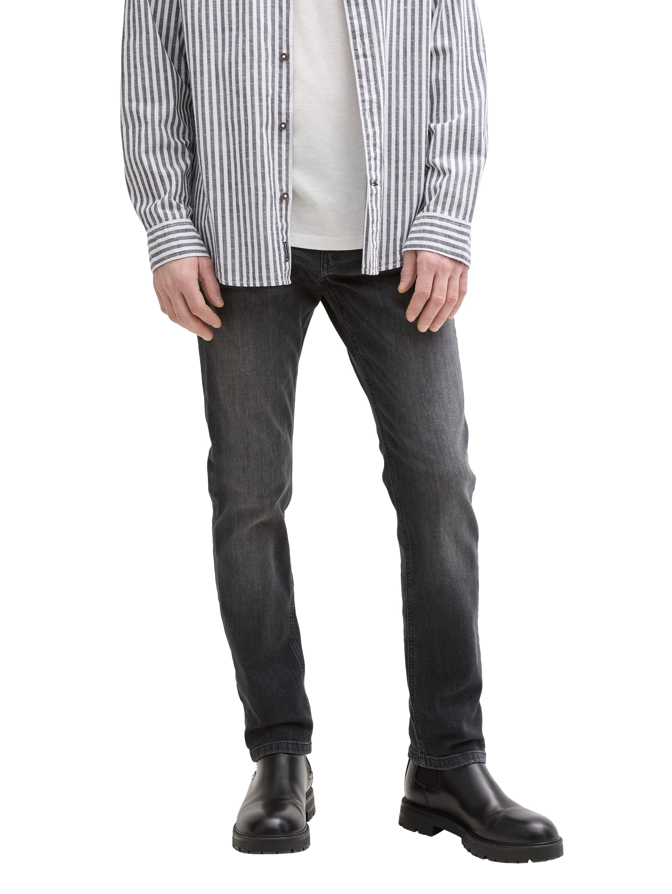 Tom Tailor Used Dark Stone Black Denim Regular Fit Jeans