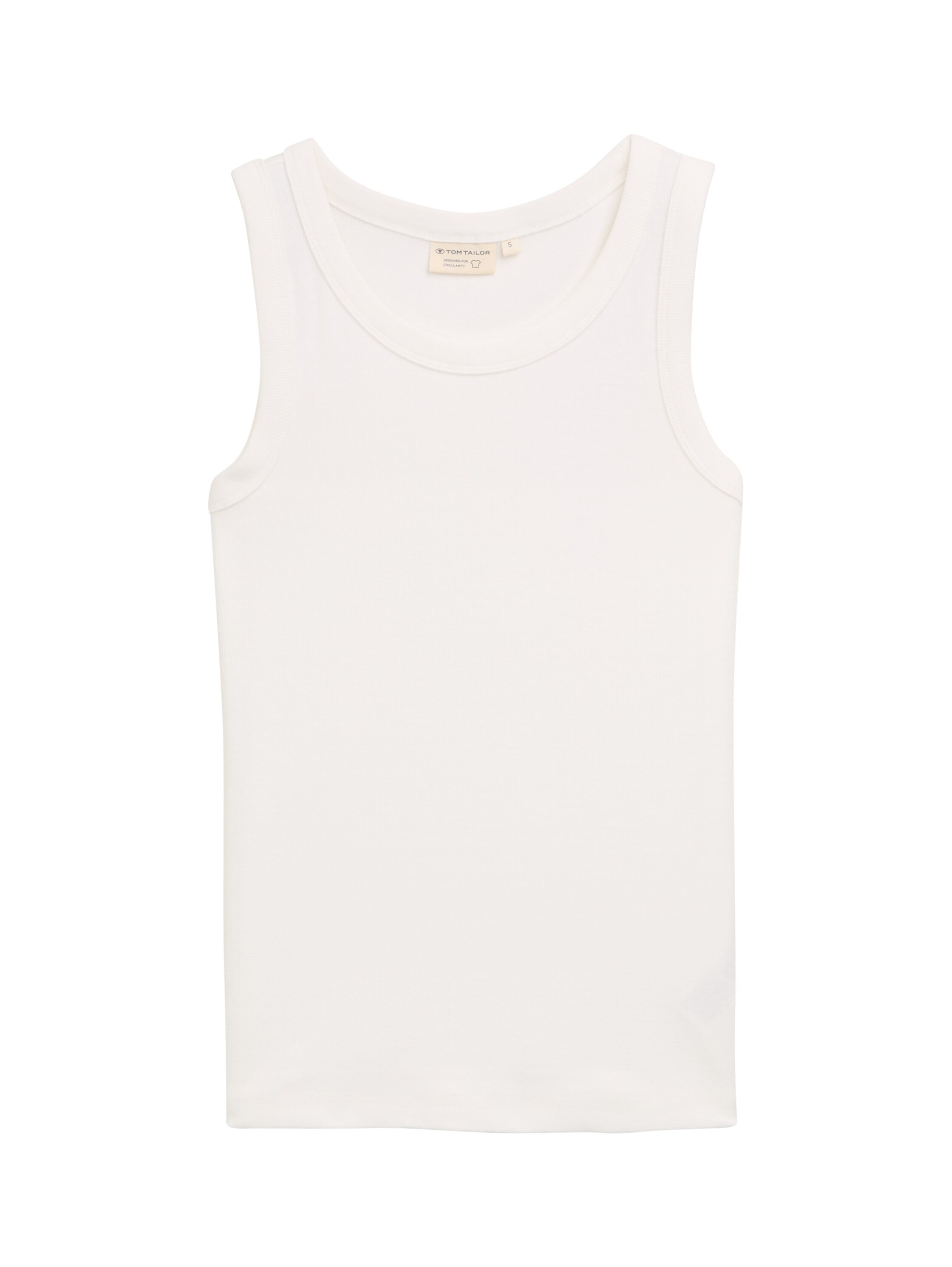 Tom Tailor White Basic Ribbed T-shirt