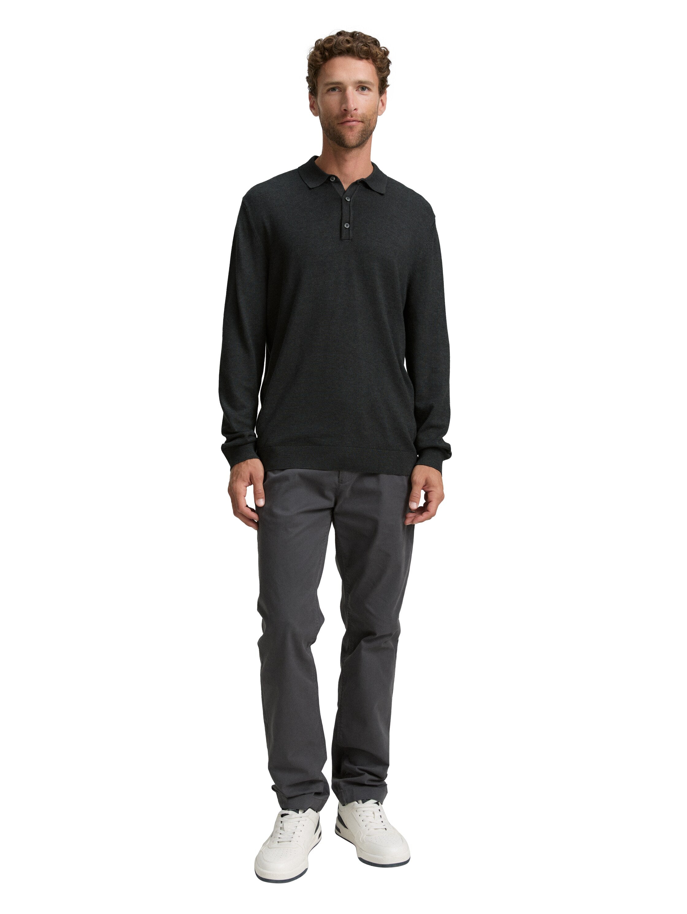 Tom Tailor Black Grey Knitted Polo