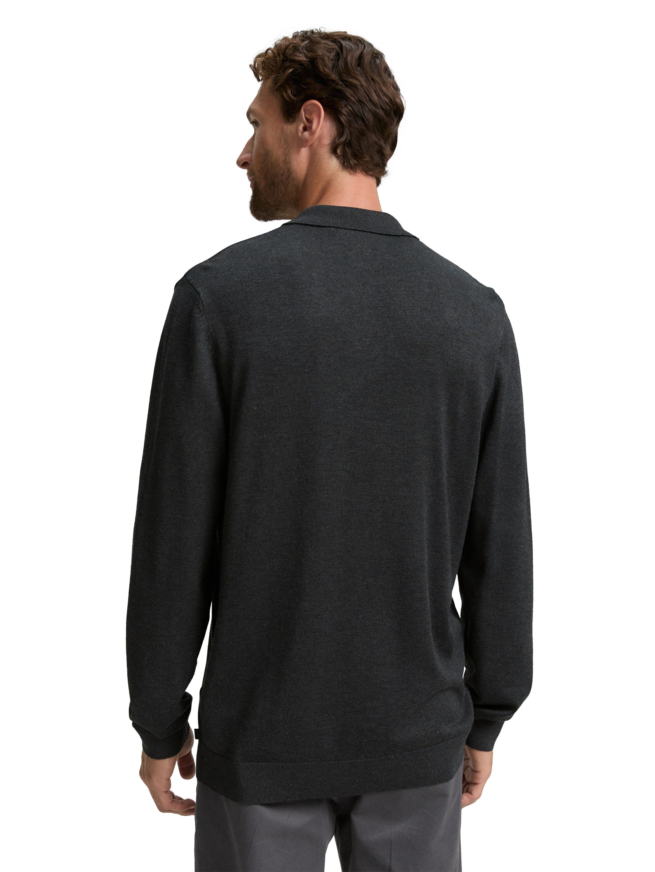 Tom Tailor Black Grey Knitted Polo