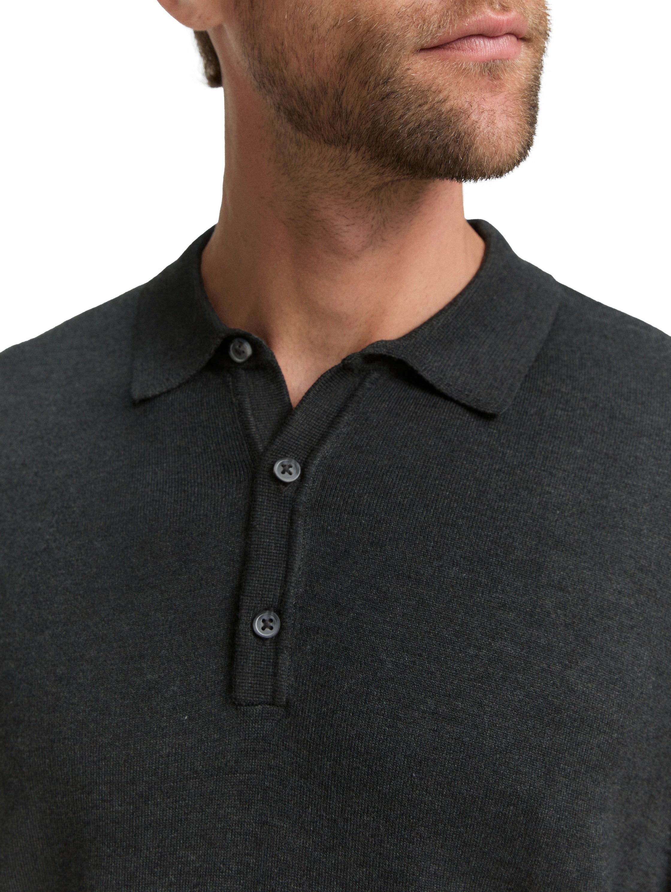 Tom Tailor Black Grey Knitted Polo