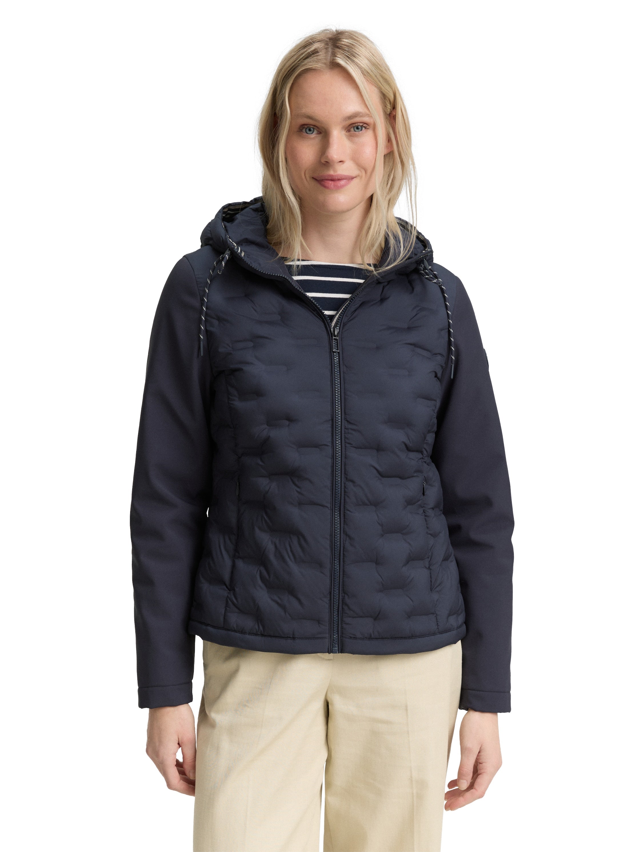 Tom Tailor Hybrid Quilted Navy Jacket With a Hood