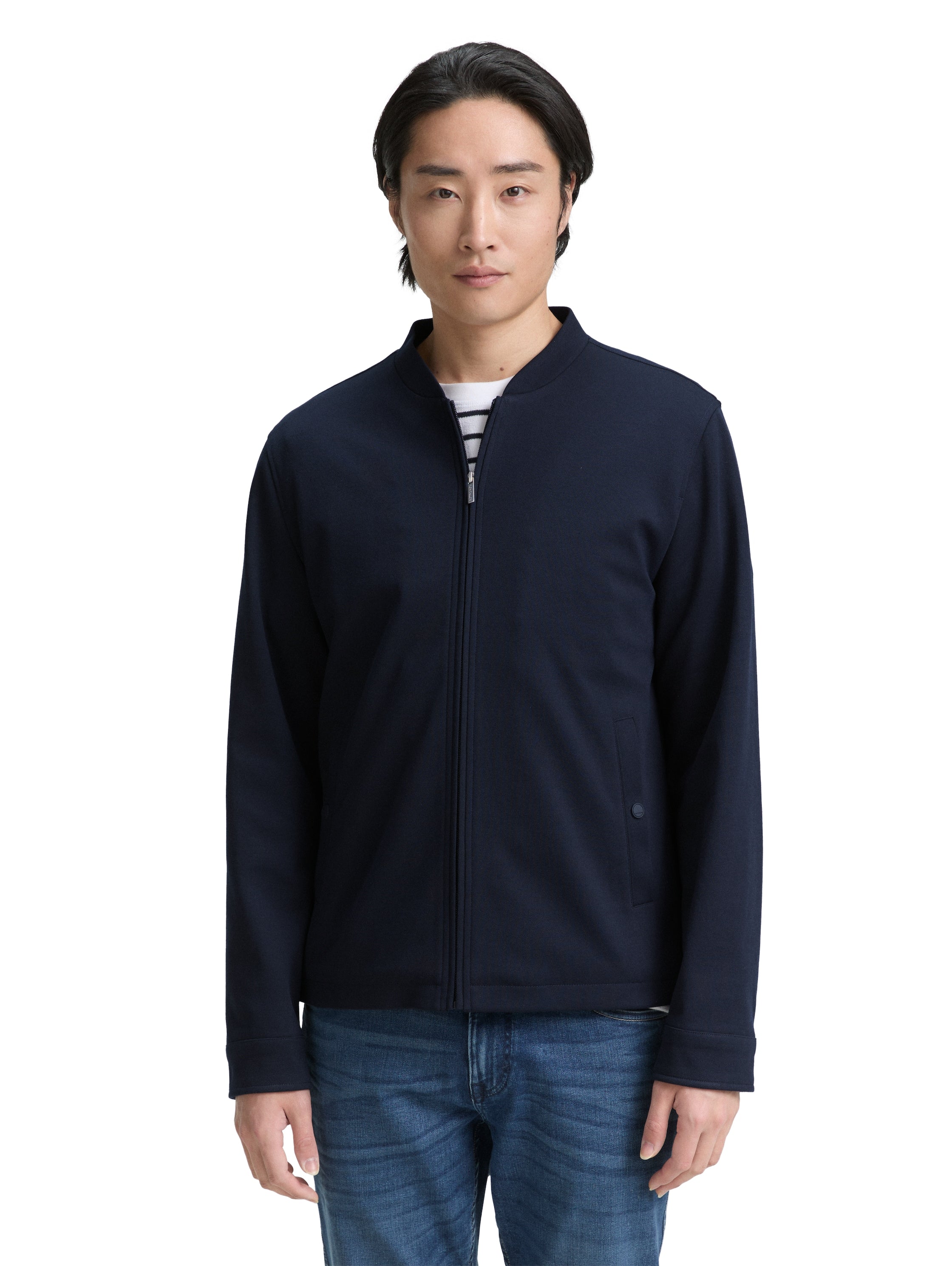 Tom Tailor Navy Jacket With Bomber Collar