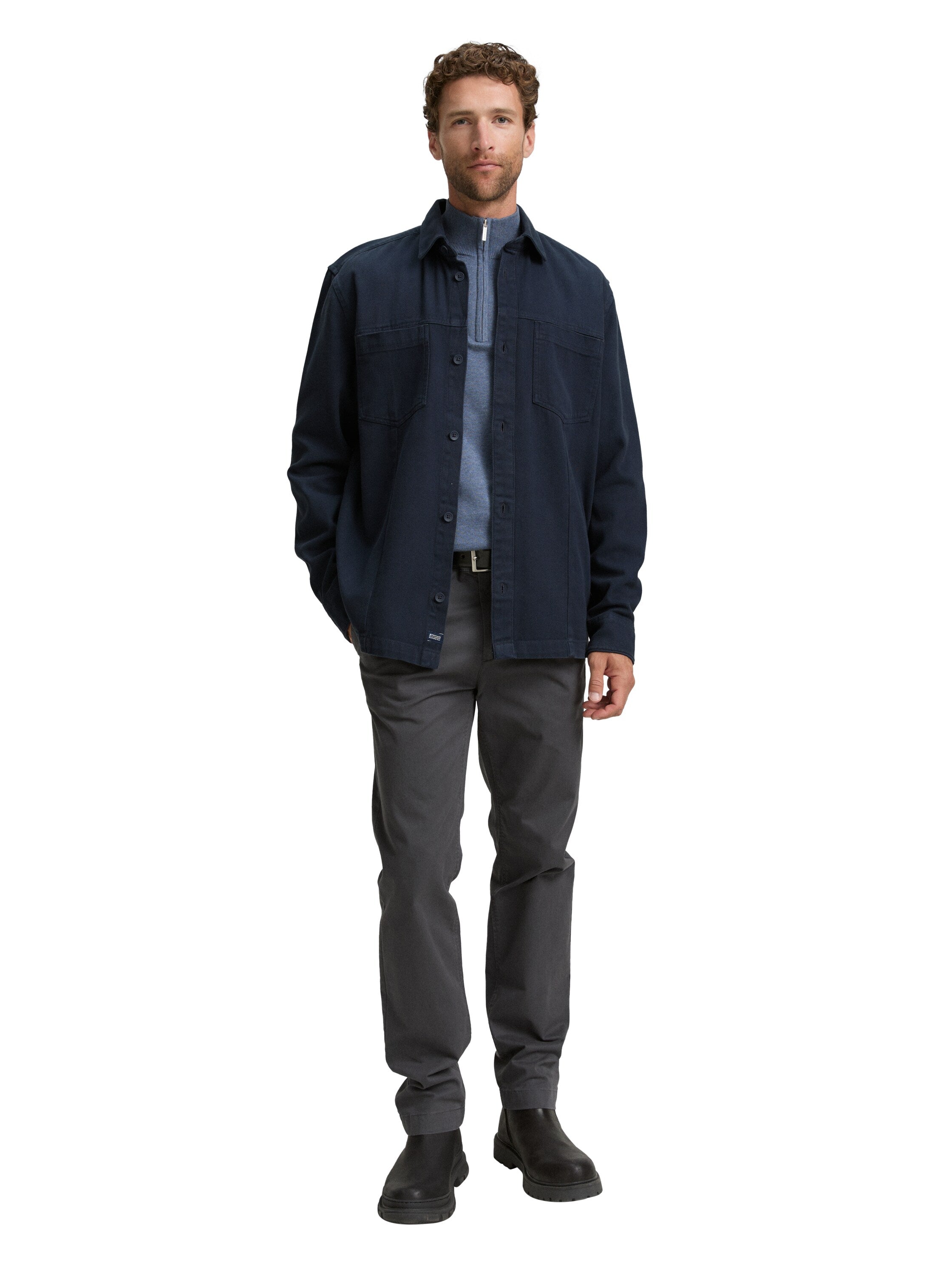 Tom Tailor Navy Overshirt With Breast Pockets