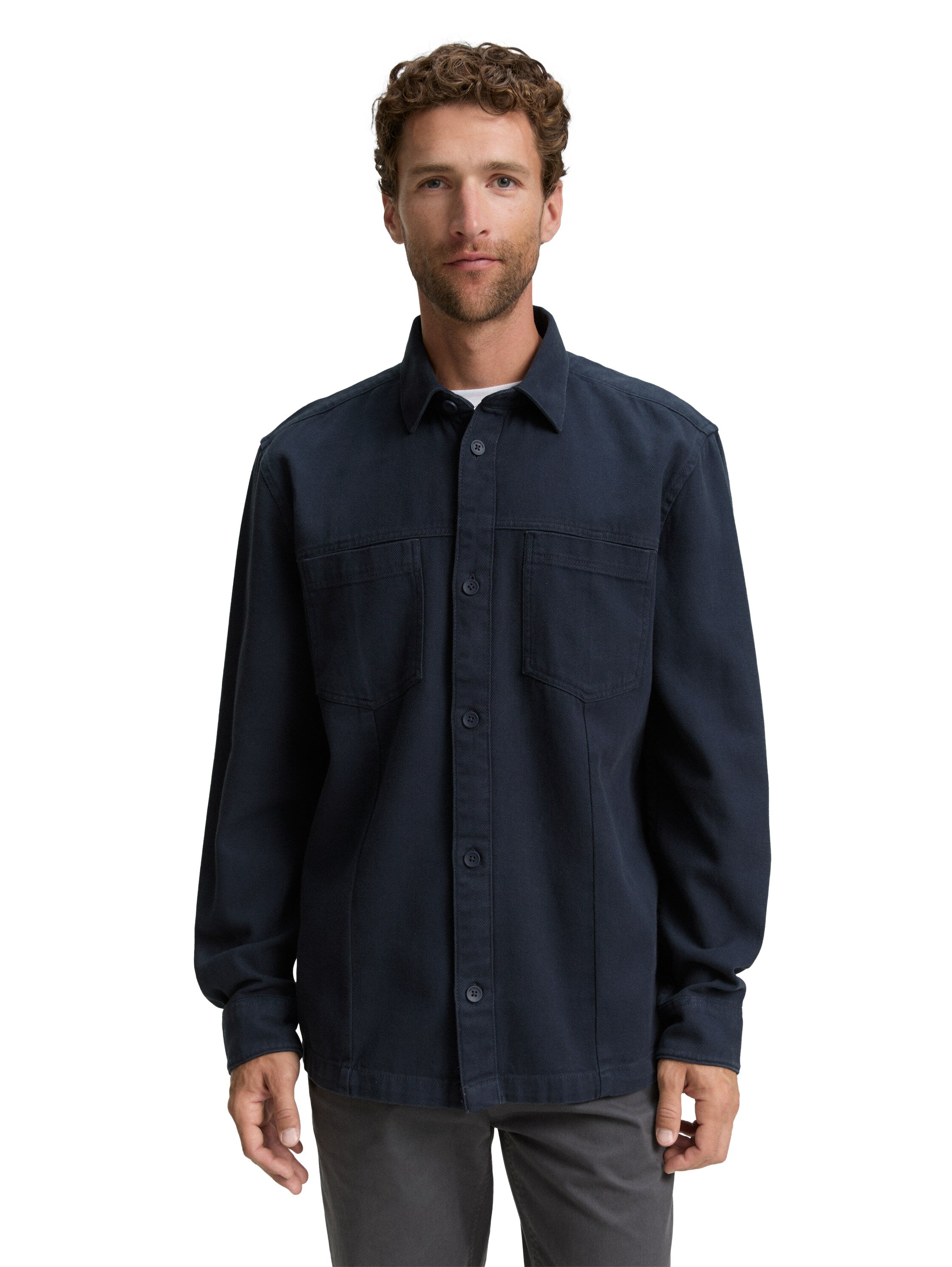Tom Tailor Navy Overshirt With Breast Pockets