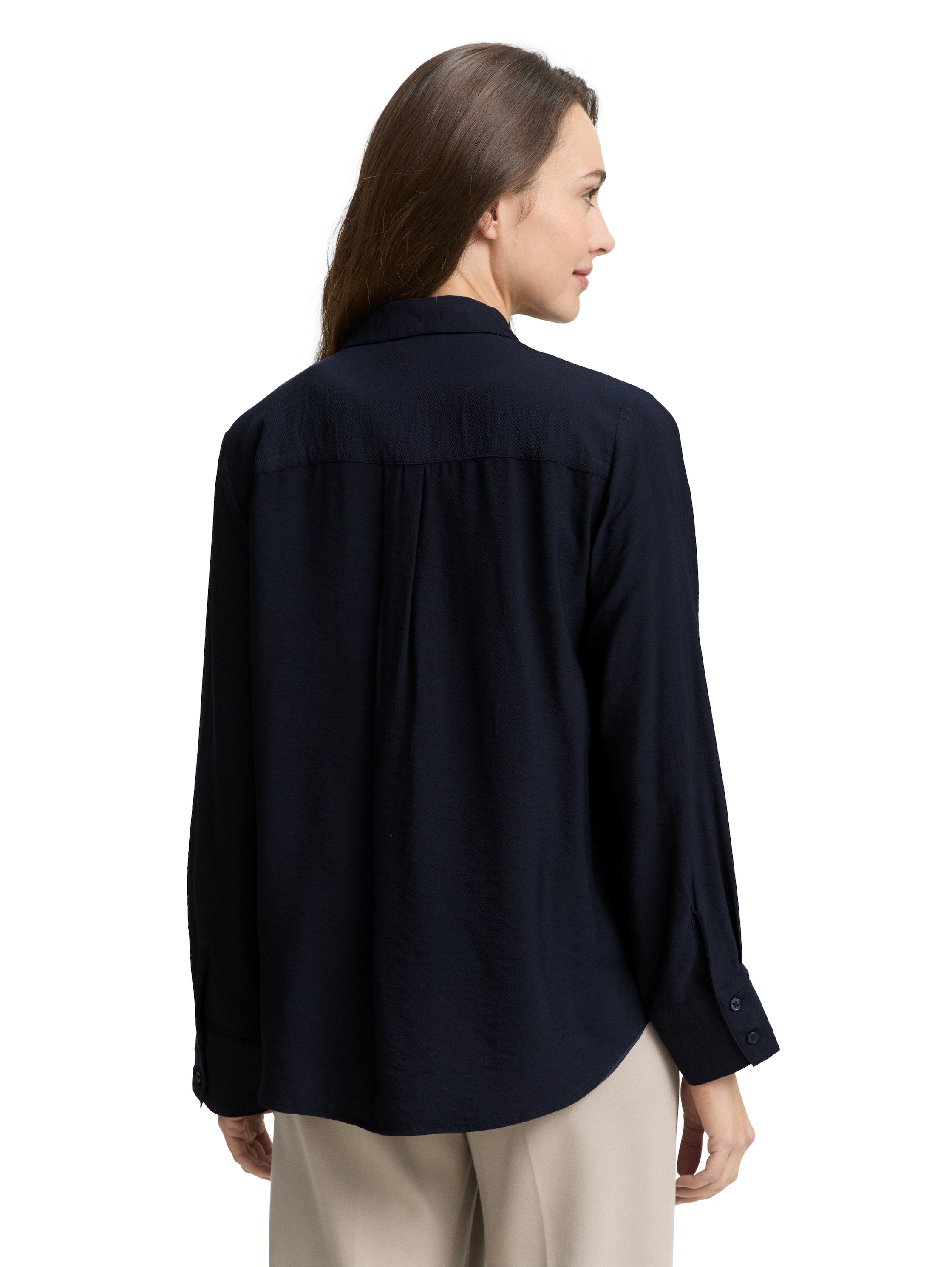 Tom Tailor Crinkle Blouse With Breast Pockets