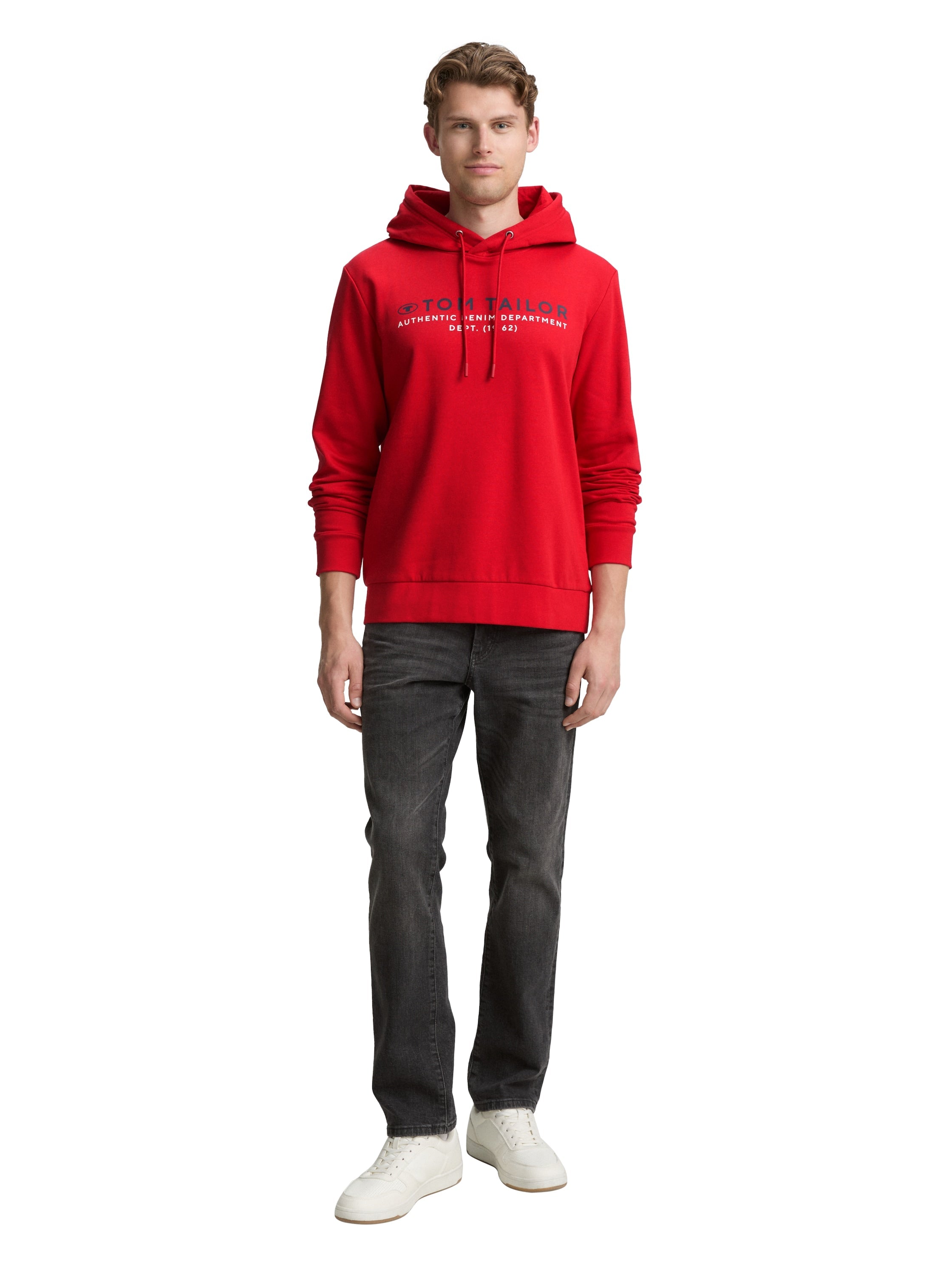 Tom Tailor Red Hoodie with Logo Print