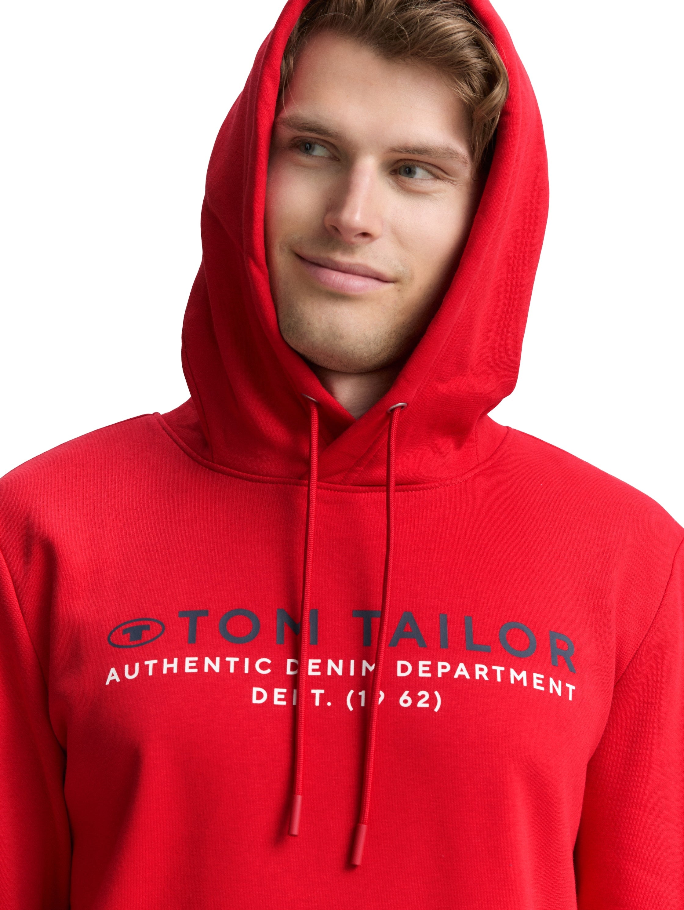 Tom Tailor Red Hoodie with Logo Print