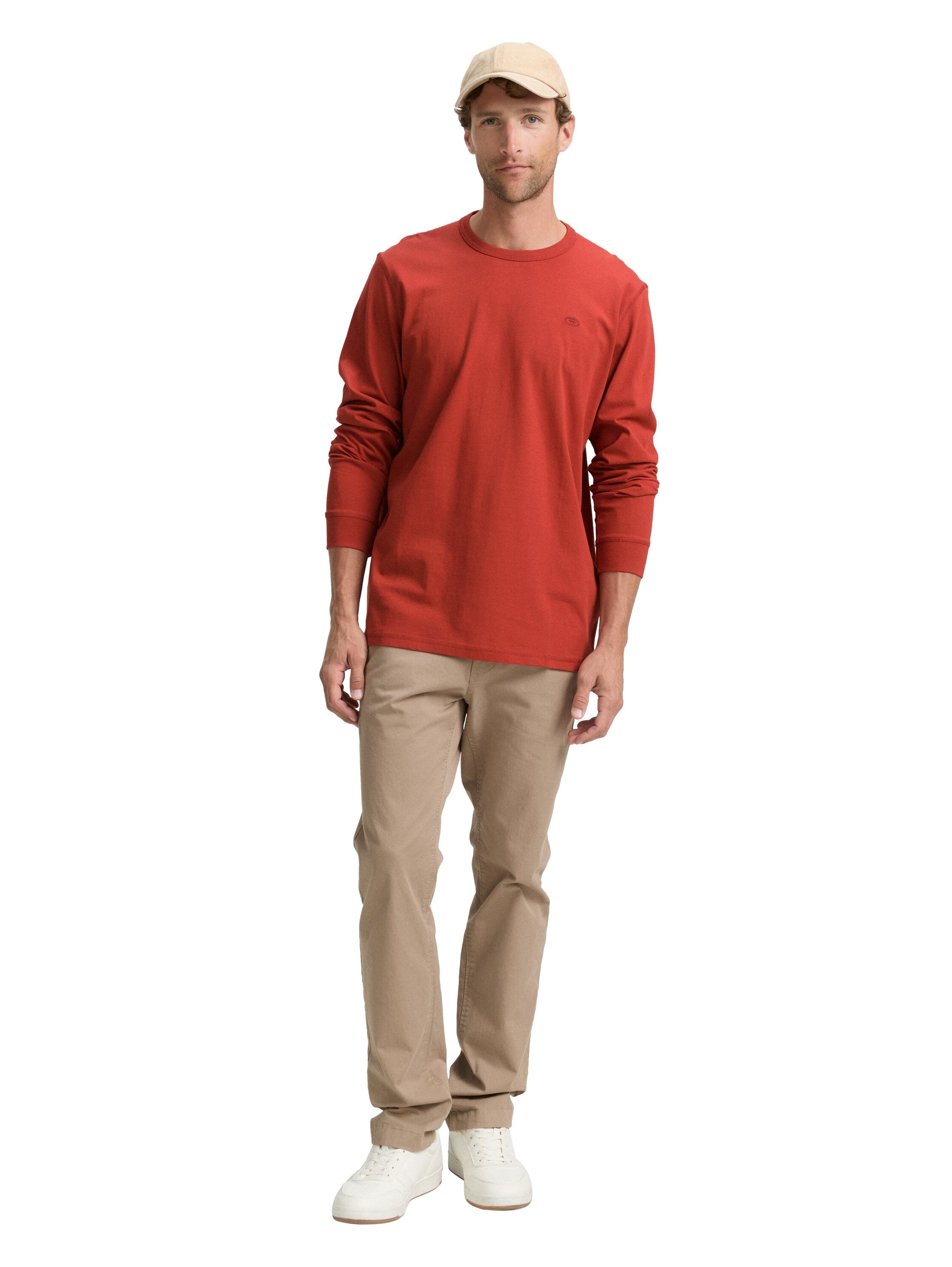 Tom Tailor Basic Long Sleeved Velvet Red Sweater