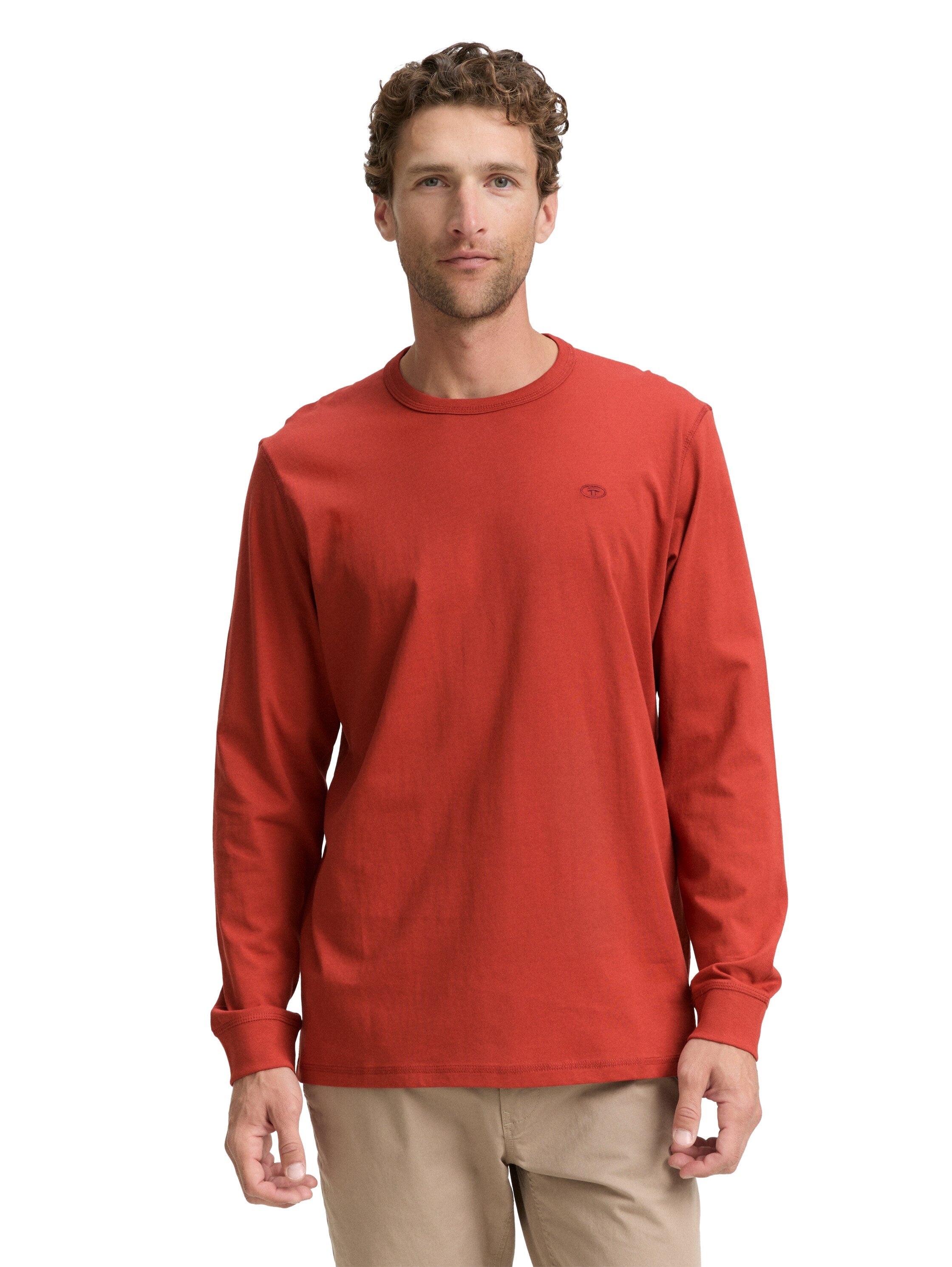 Tom Tailor Basic Long Sleeved Velvet Red Sweater
