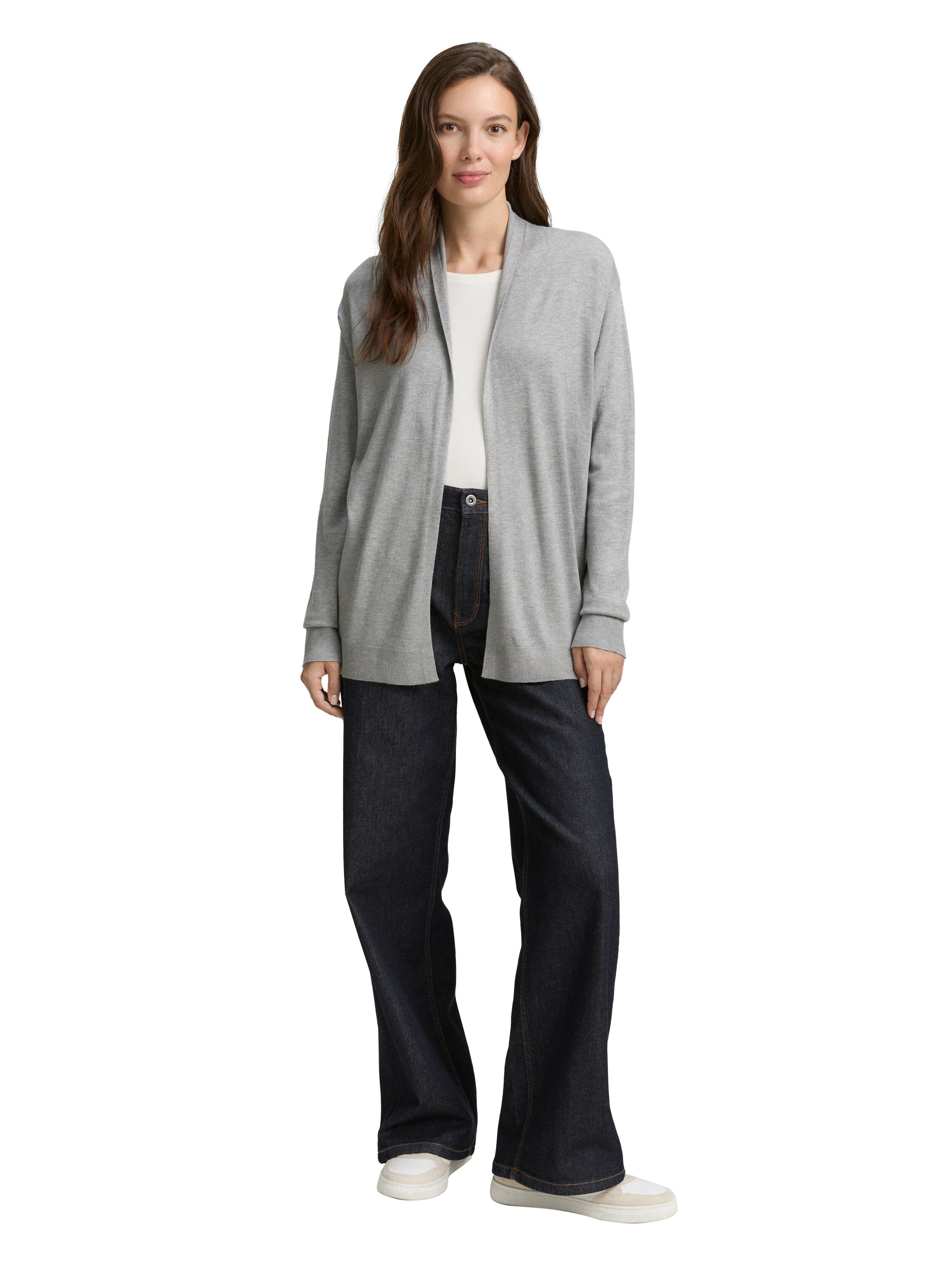 Tom Tailor Warm Grey Cardigan With Lapel Collar