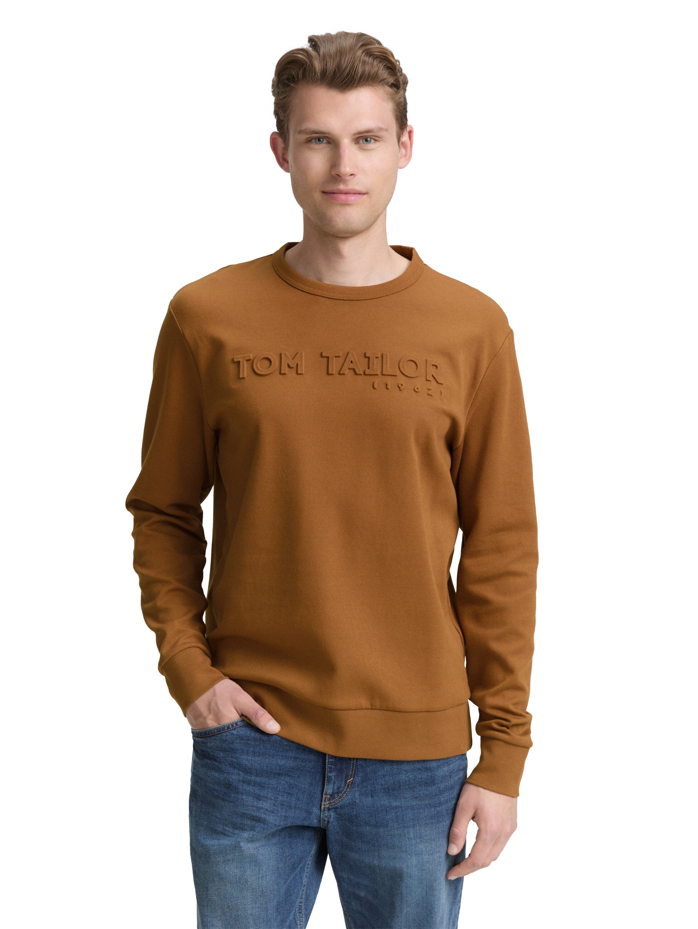 Tom Tailor Camel Sweater With Front Logo