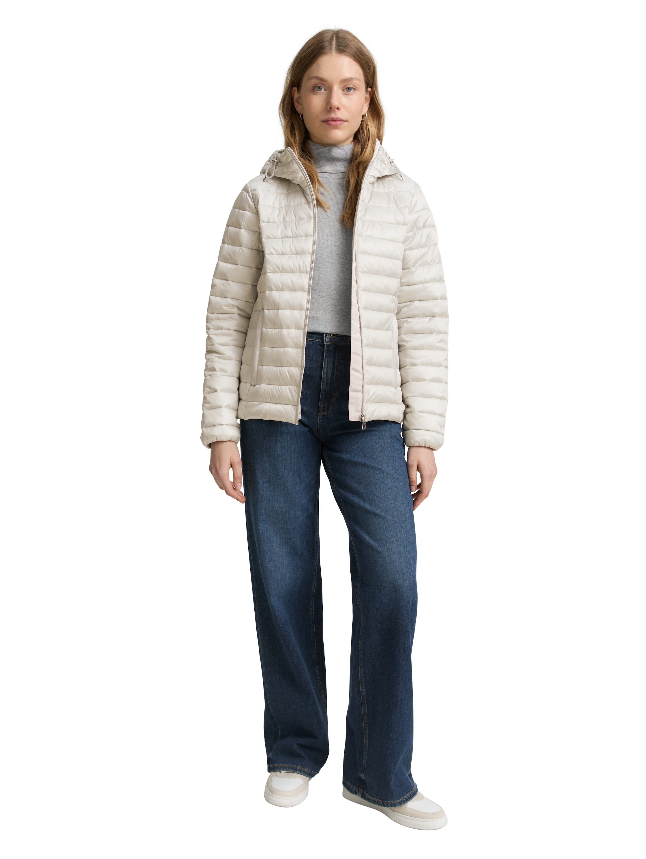 Tom Tailor Padded Zippered White Jacket