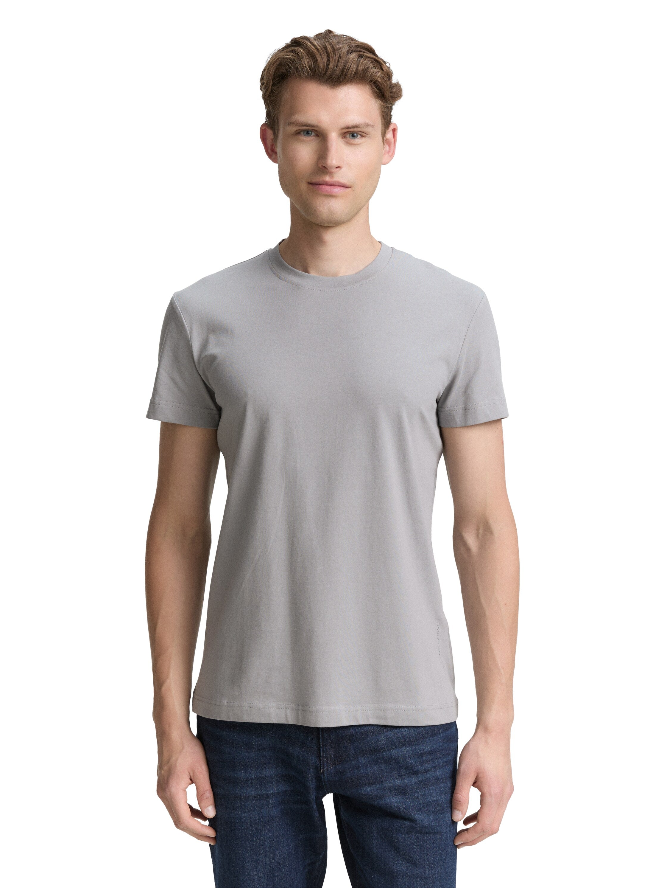 Tom Tailor Slim Fit Grey T-shirt with Stretch
