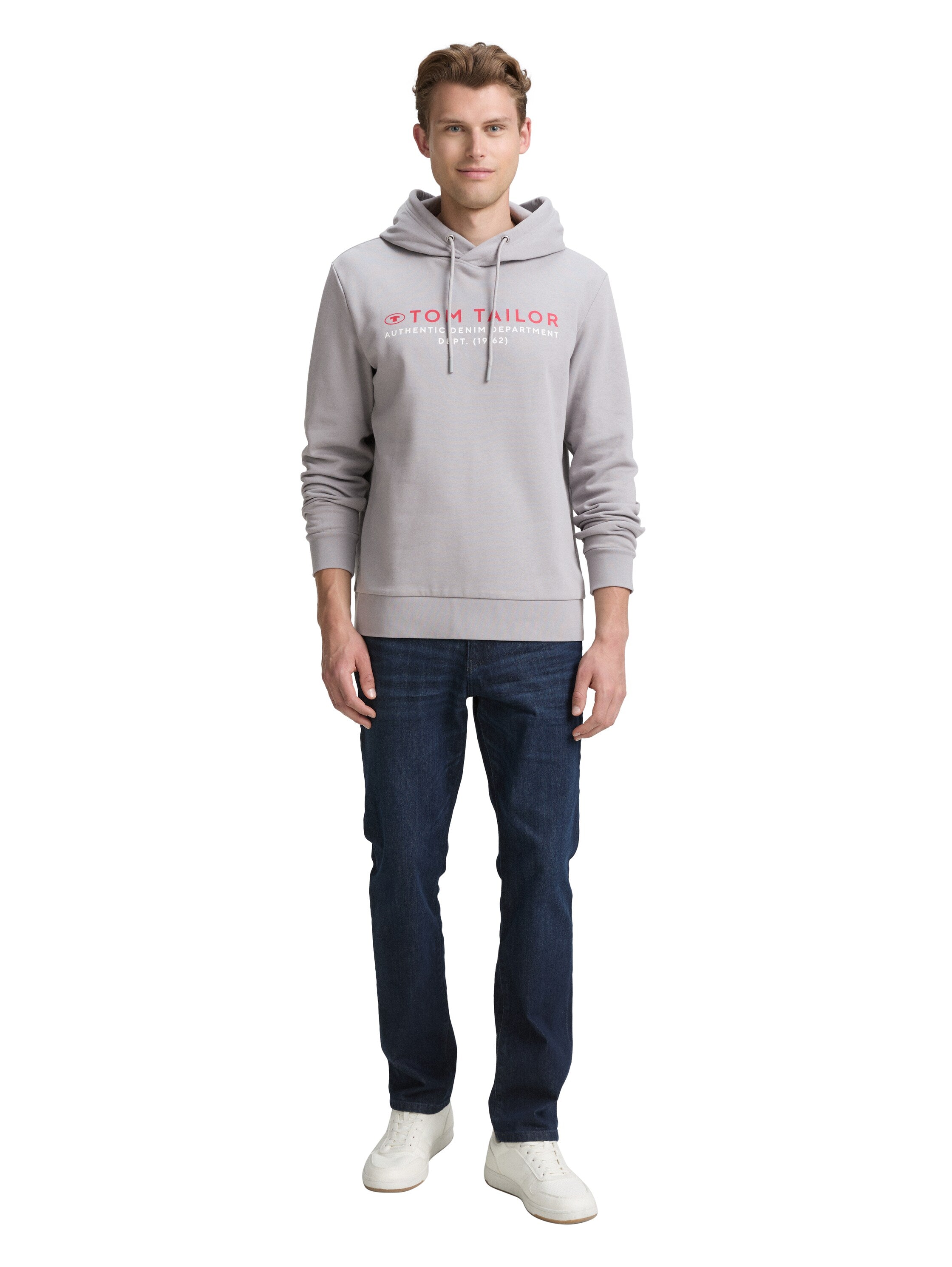 Tom Tailor Grey Hoodie with Logo Print