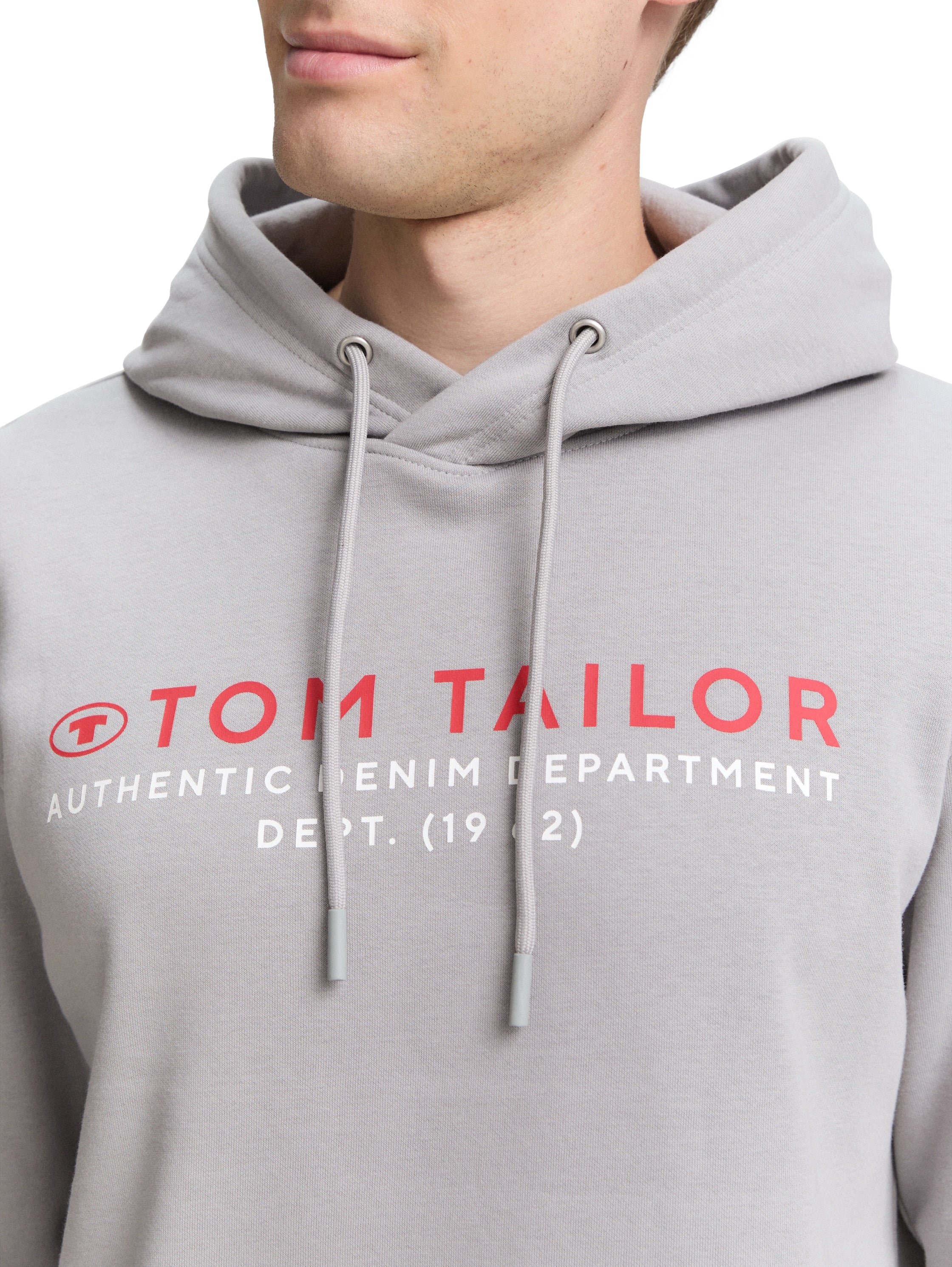 Tom Tailor Grey Hoodie with Logo Print
