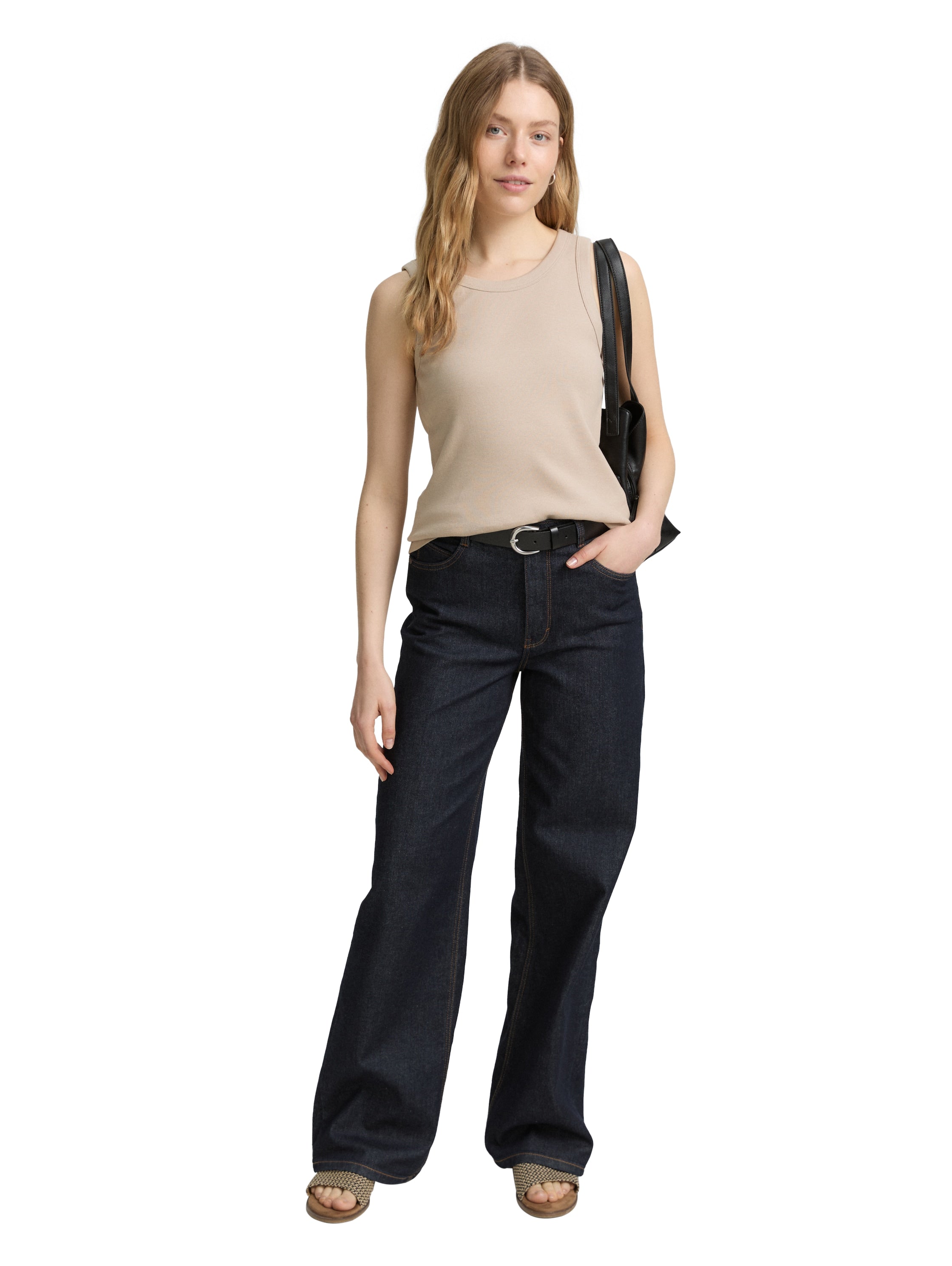 Tom Tailor Soft Taupe Grey Basic Ribbed T-shirt