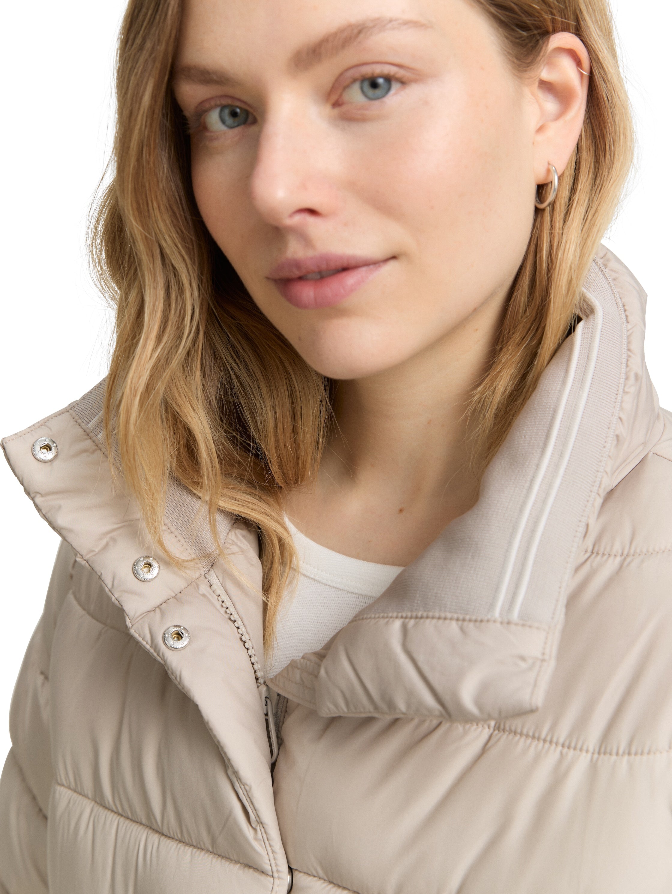 Tom Tailor Padded Puffer Zippered Beige Coat