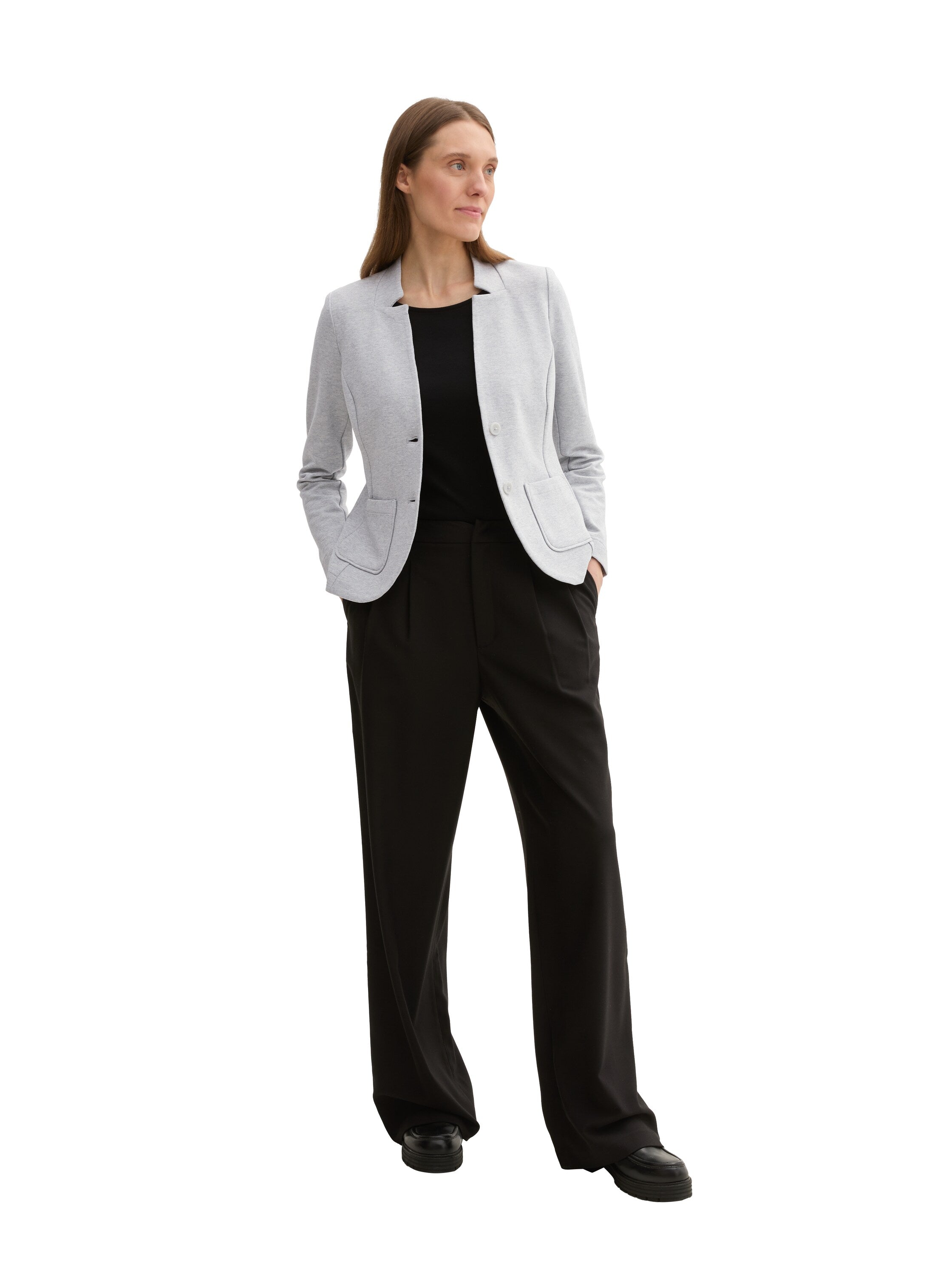 Tom Tailor Slim Fit Light Grey Blazer With Ottoman Texture