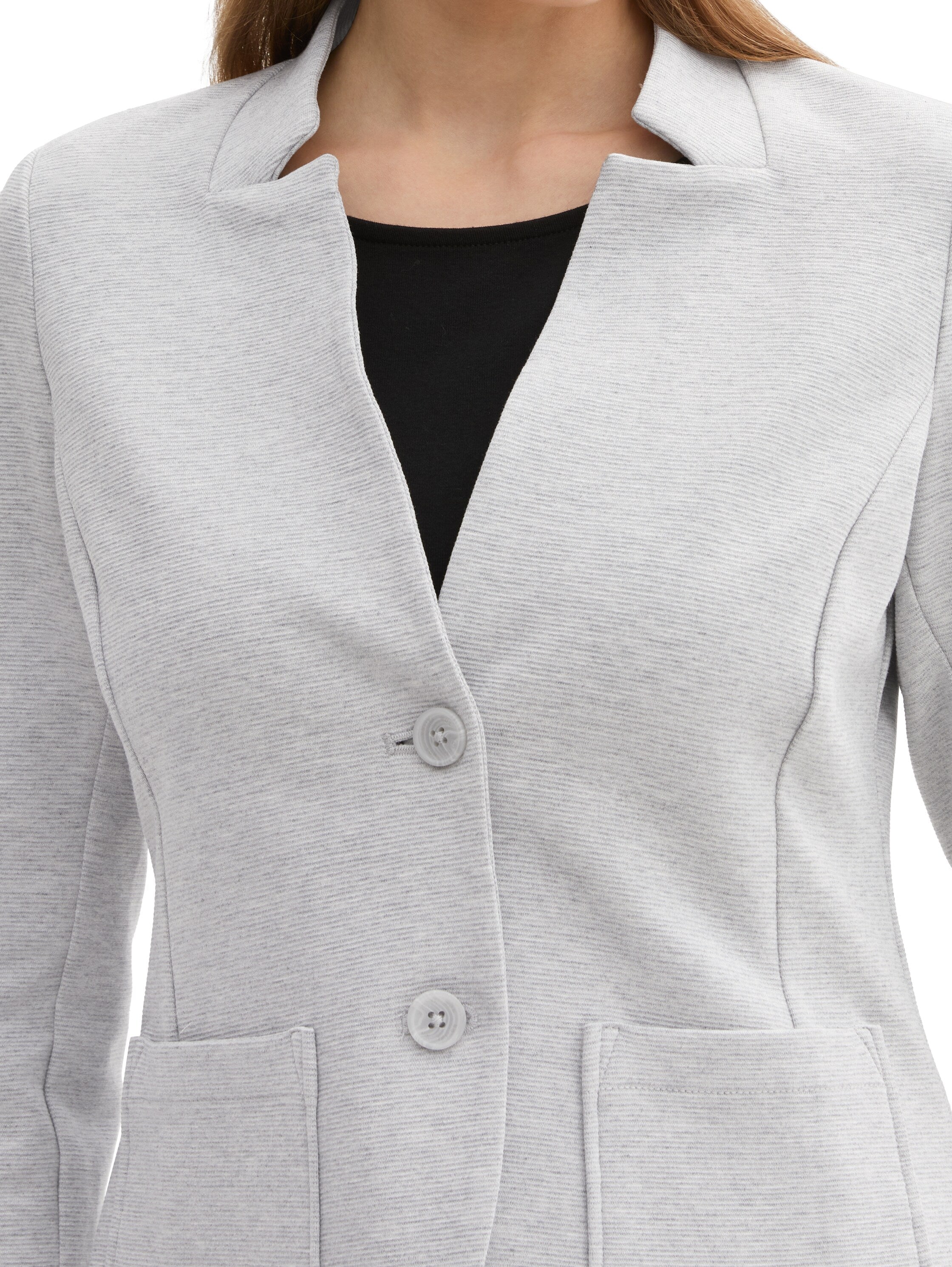 Tom Tailor Slim Fit Light Grey Blazer With Ottoman Texture