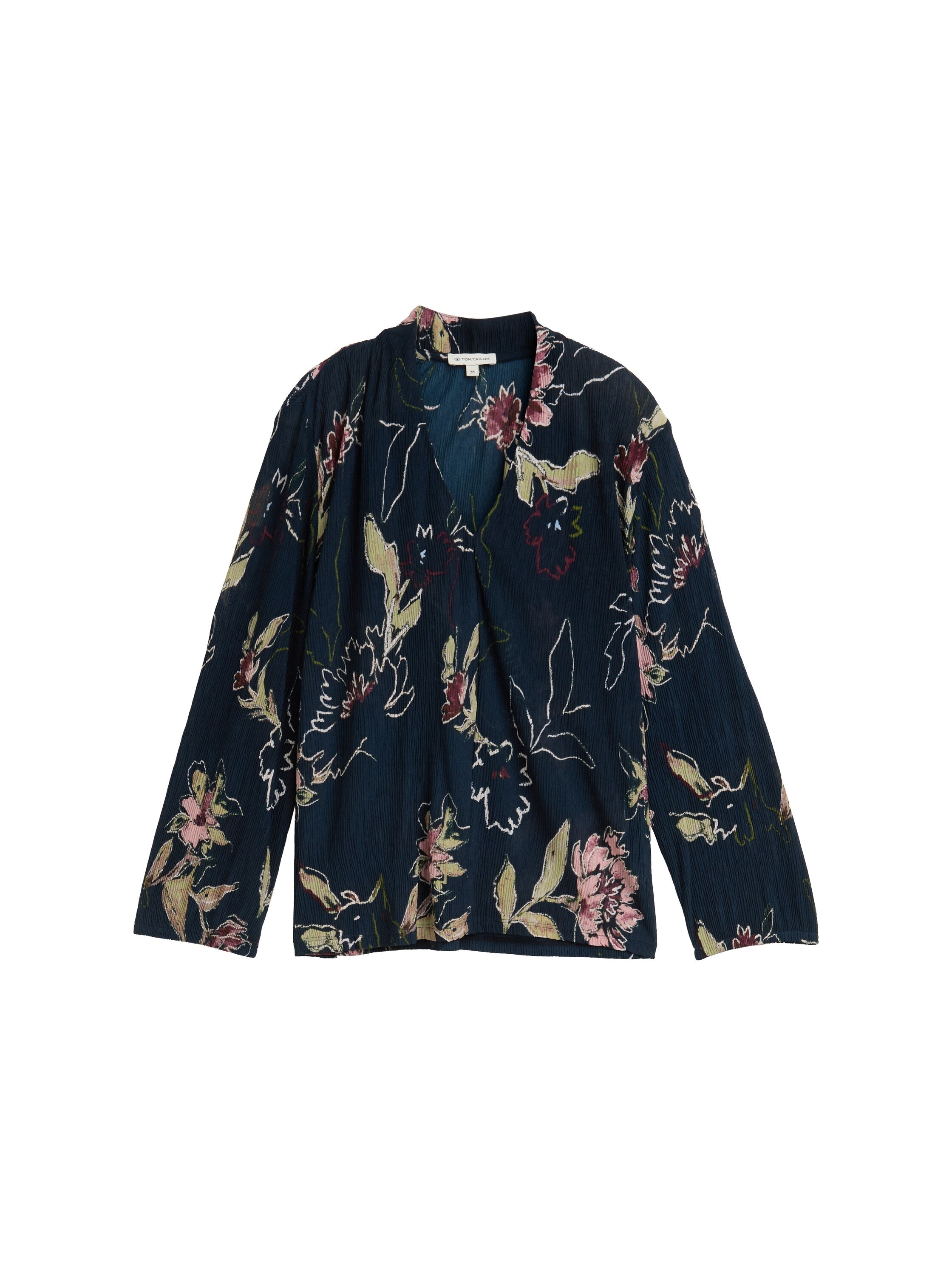 Tom Tailor Navy Printed V-Neck Blouse