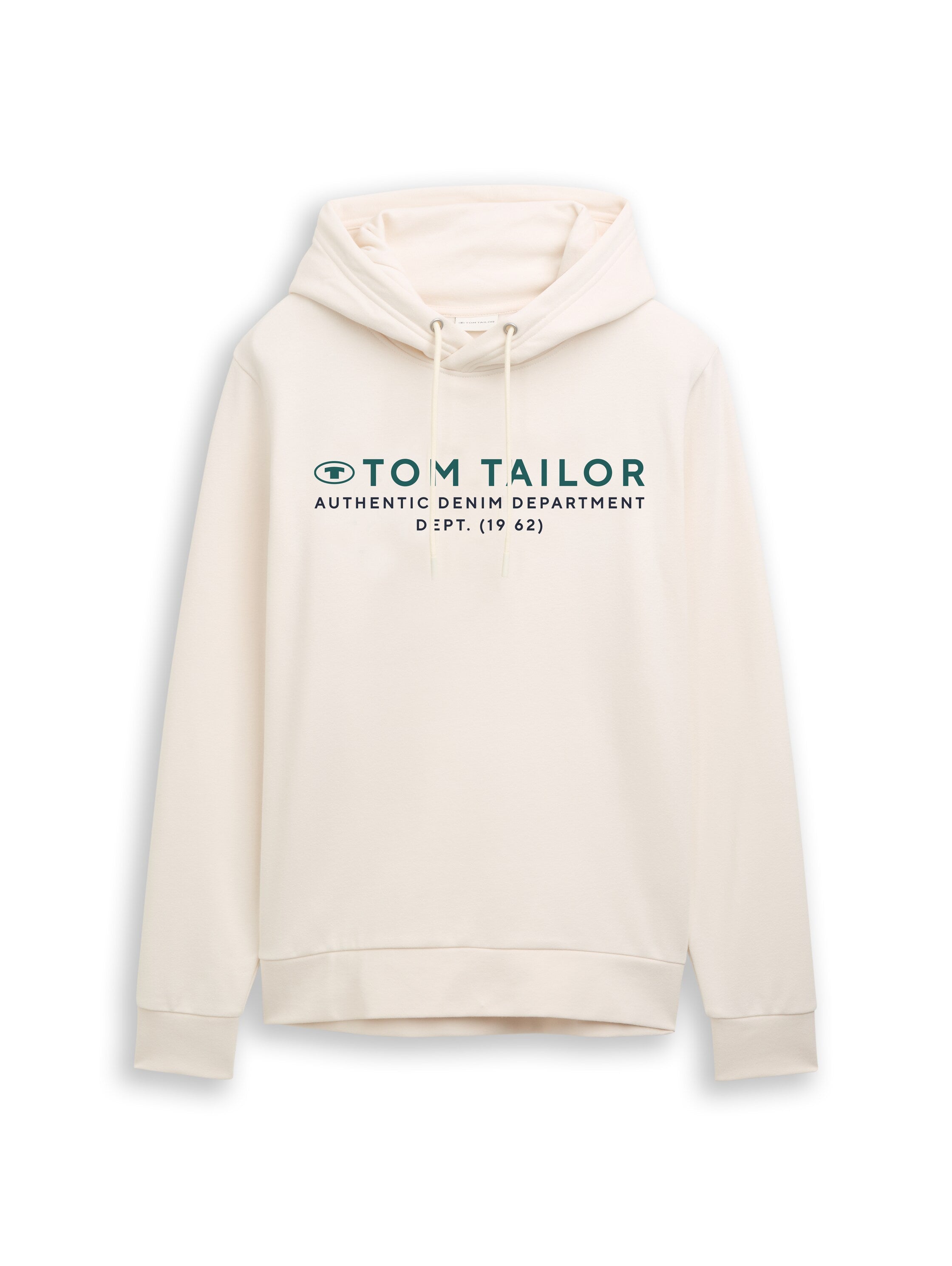 Tom Tailor Offwhite Hoodie with Logo Print