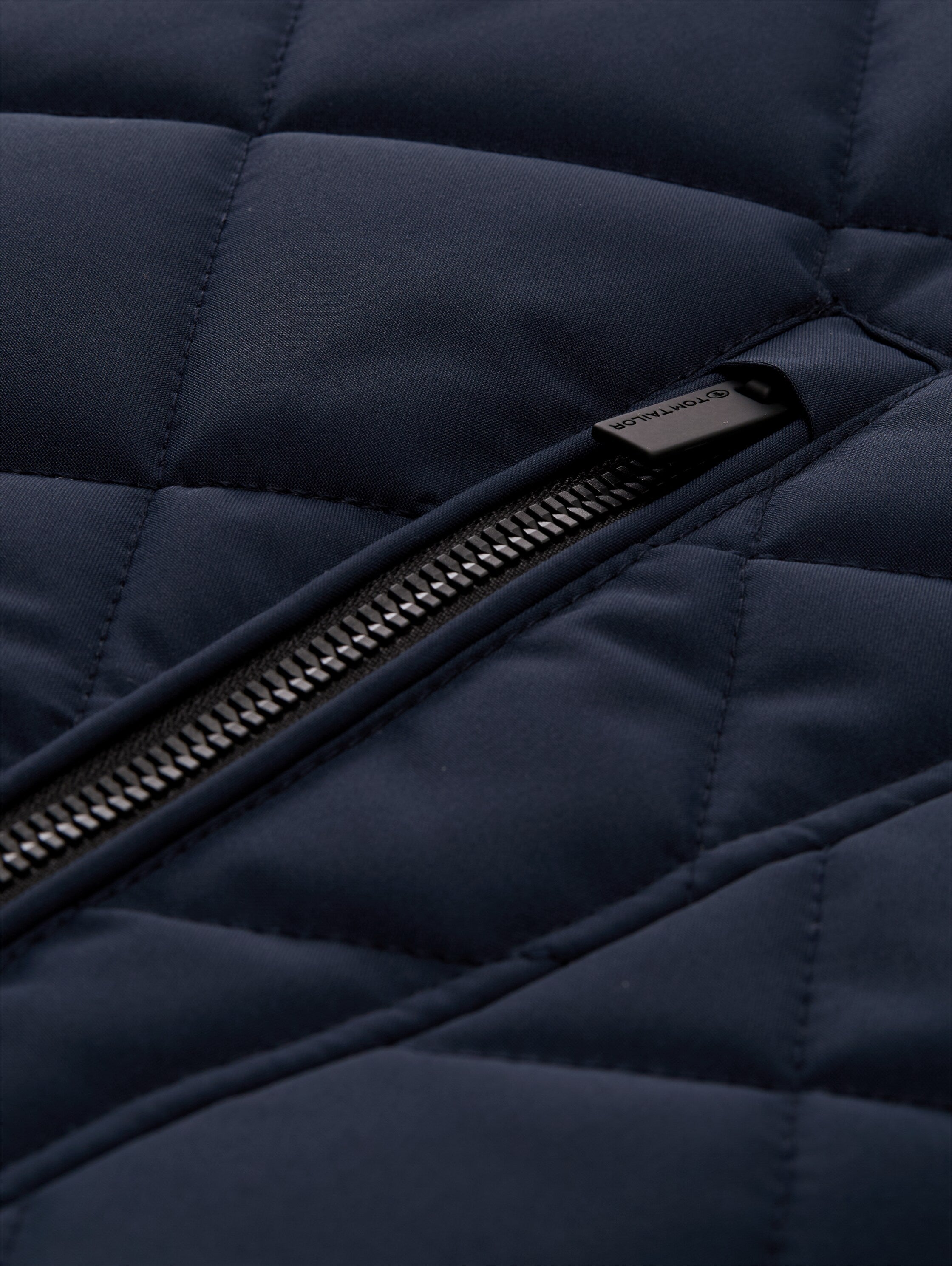 Tom Tailor Navy Padded Zippered Jacket Stand up Collar