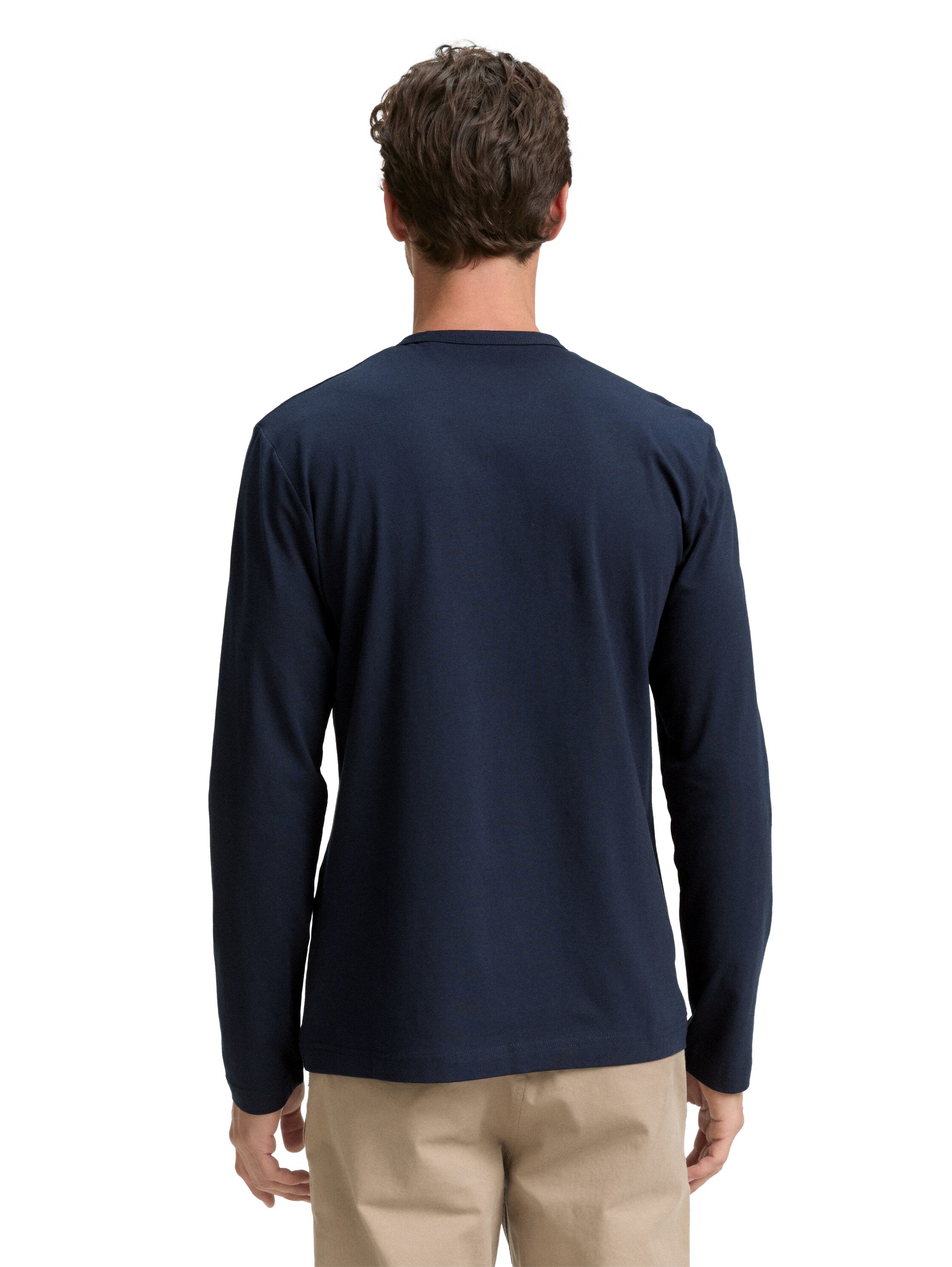 Tom Tailor Slim Fit Long Sleeve Navy T-Shirt with Stretch