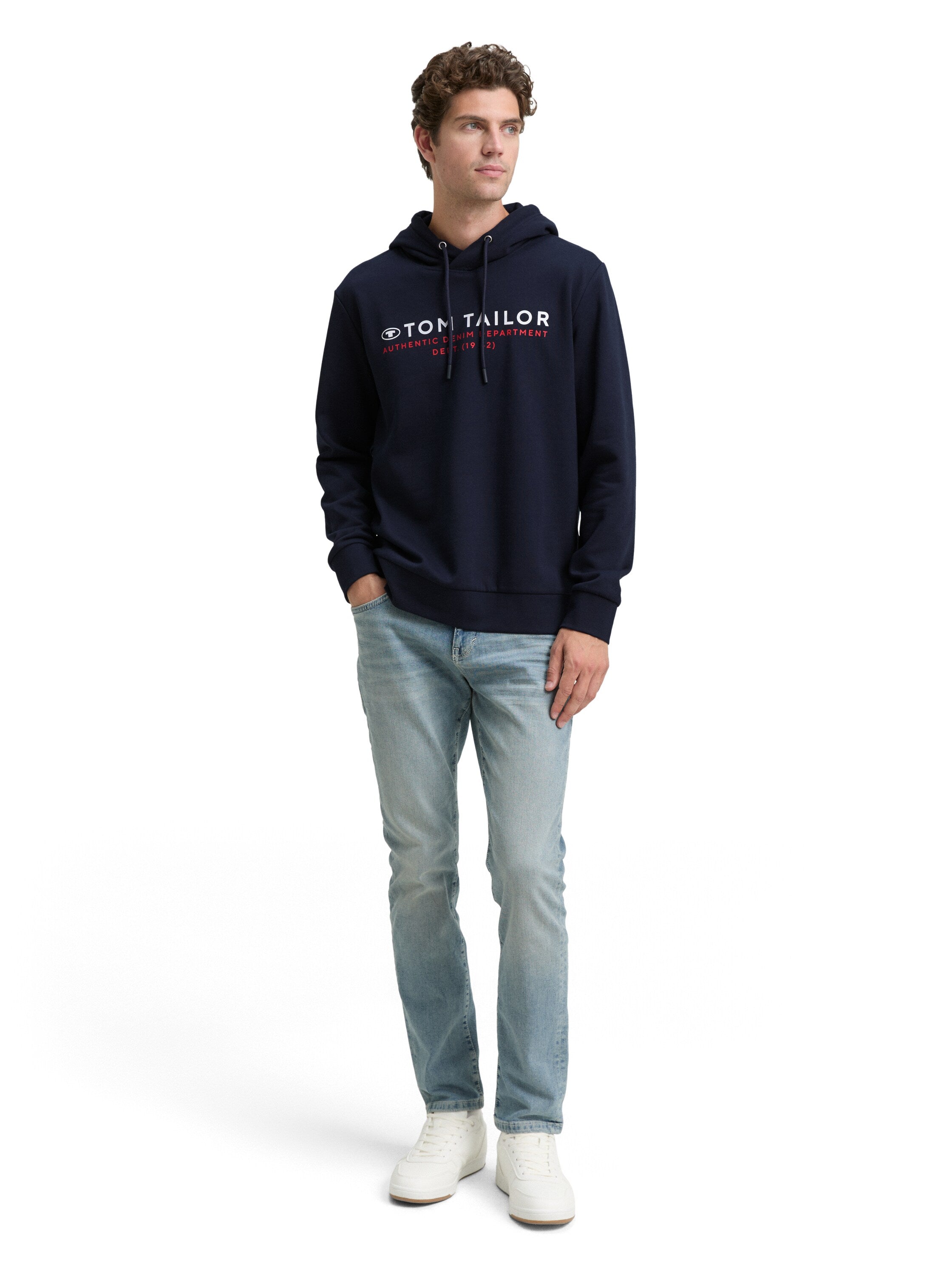 Tom Tailor Navy Hoodie with Logo Print