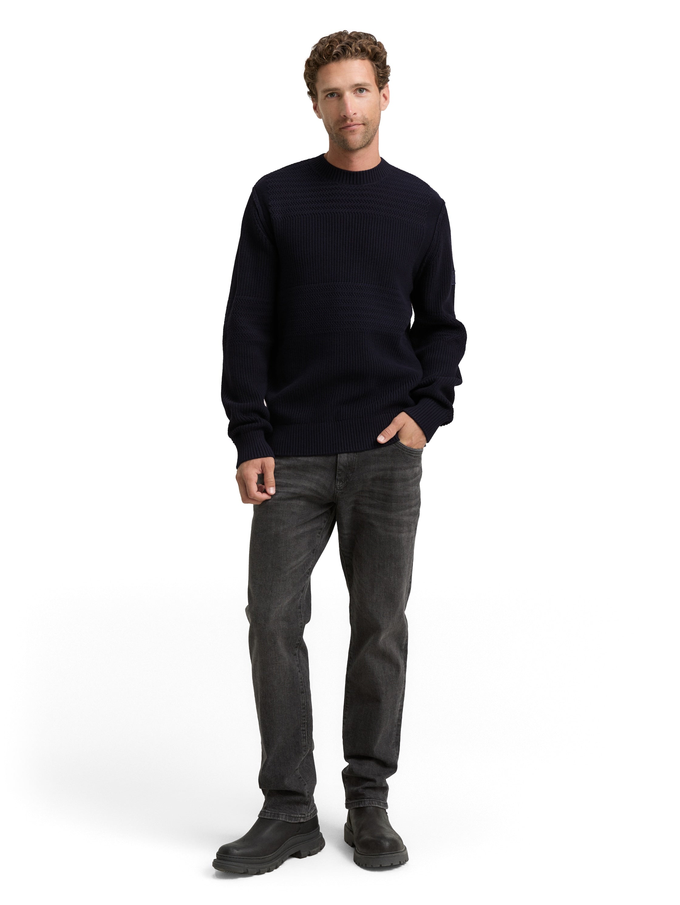 Tom Tailor Navy Round Neck Knitted Pullover