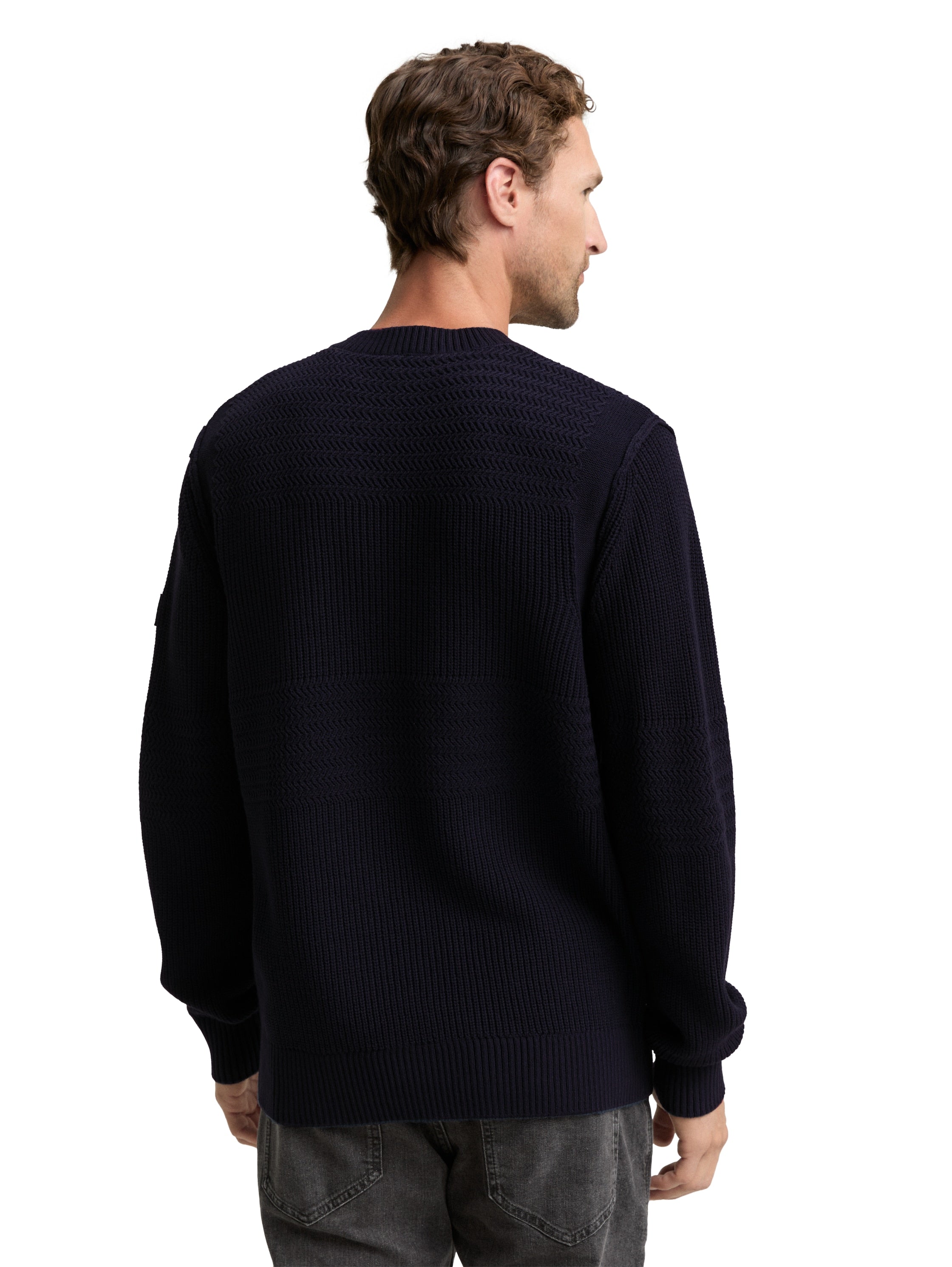 Tom Tailor Navy Round Neck Knitted Pullover