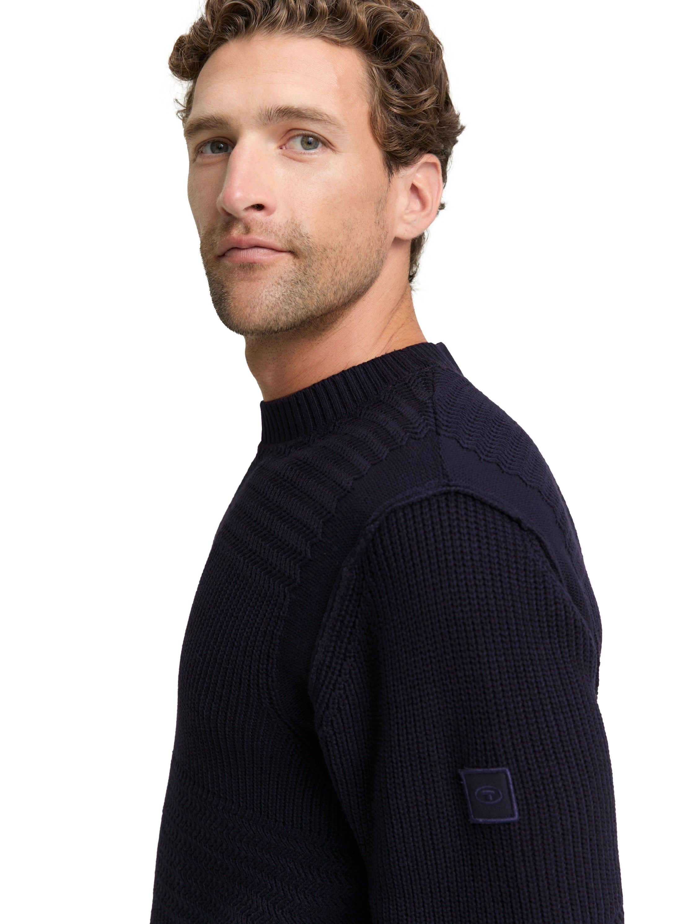 Tom Tailor Navy Round Neck Knitted Pullover