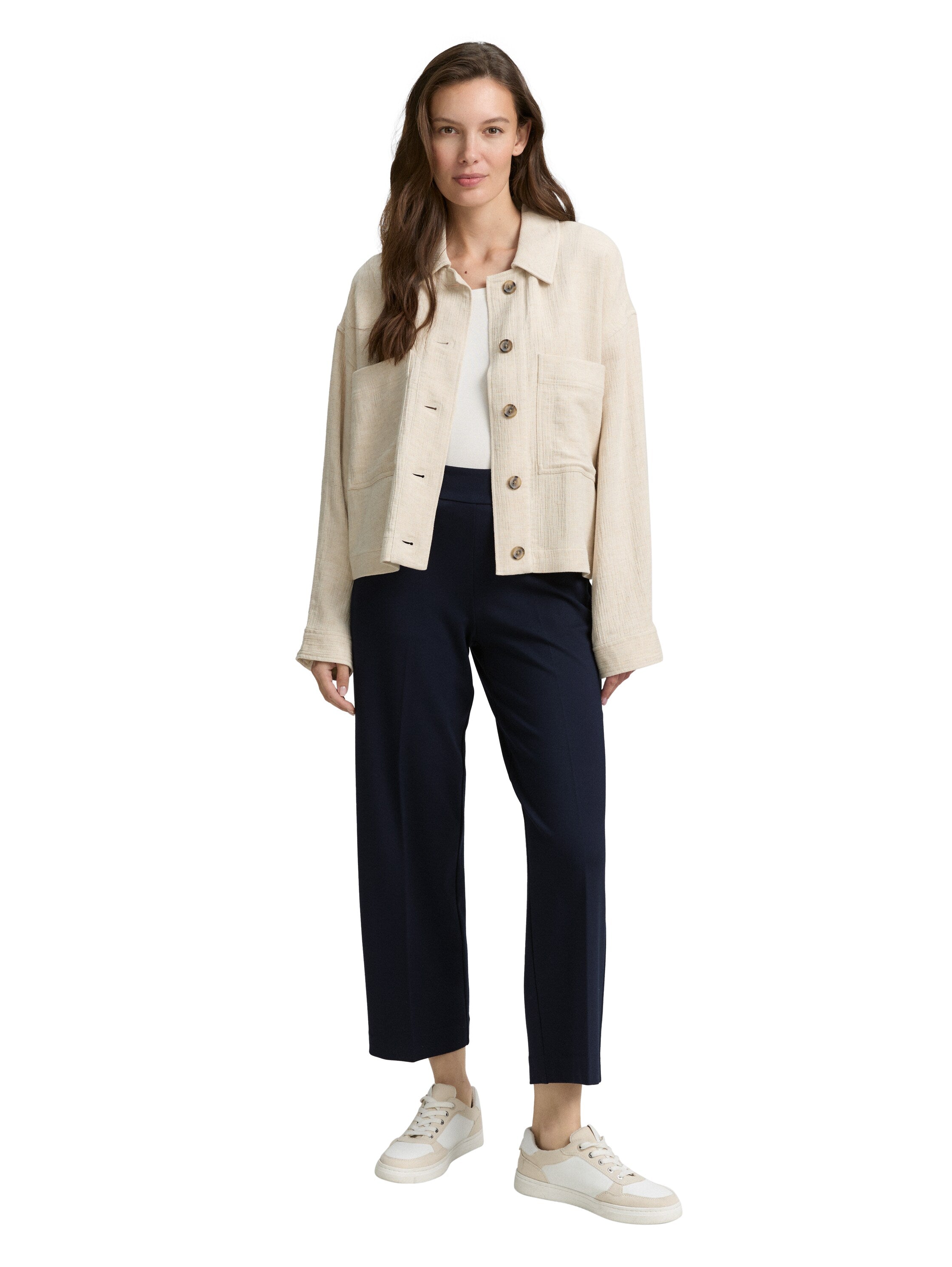 Tom Tailor Navy Cropped Straight Pant