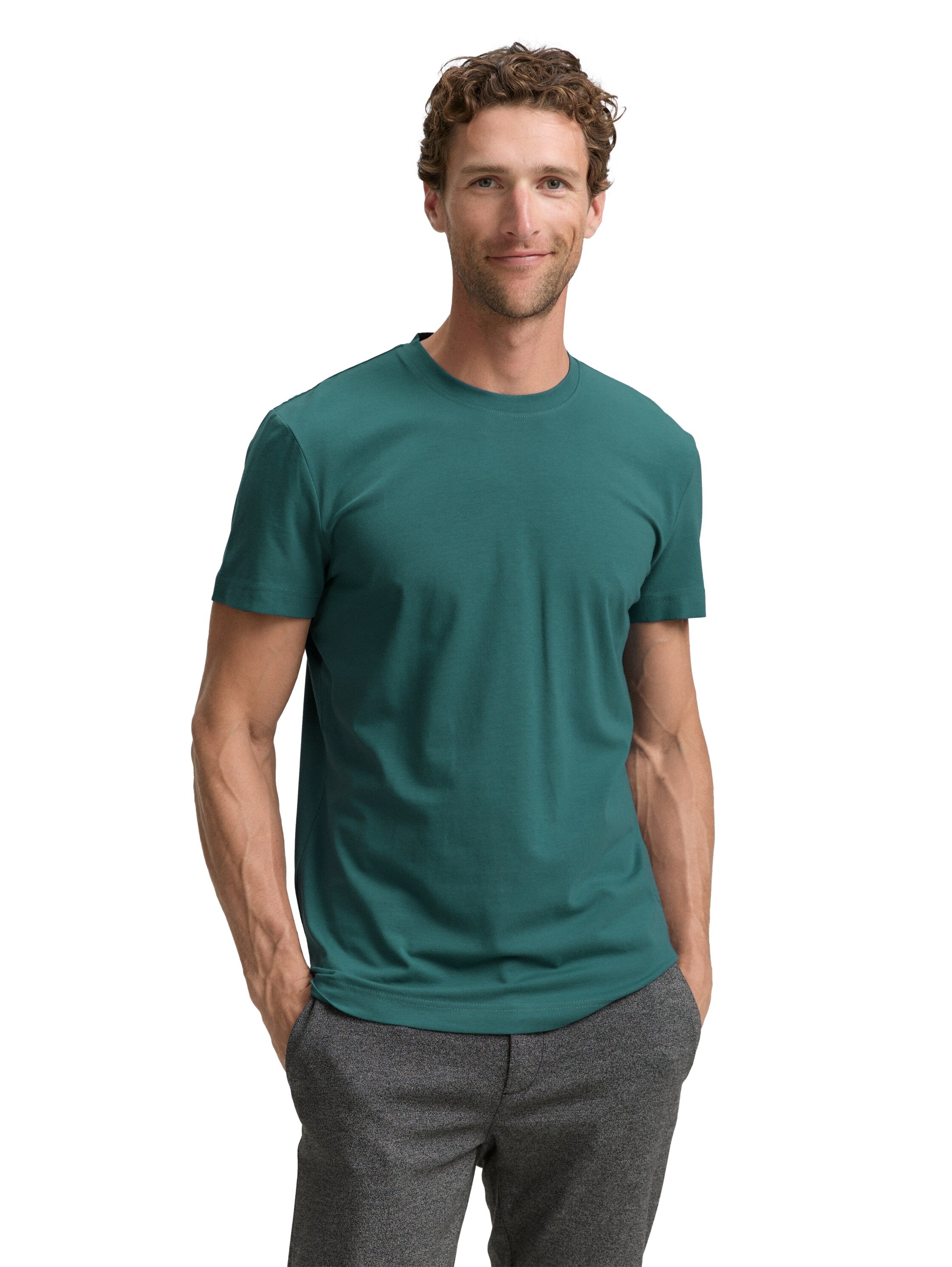 Tom Tailor Slim Fit Green T-shirt with Stretch